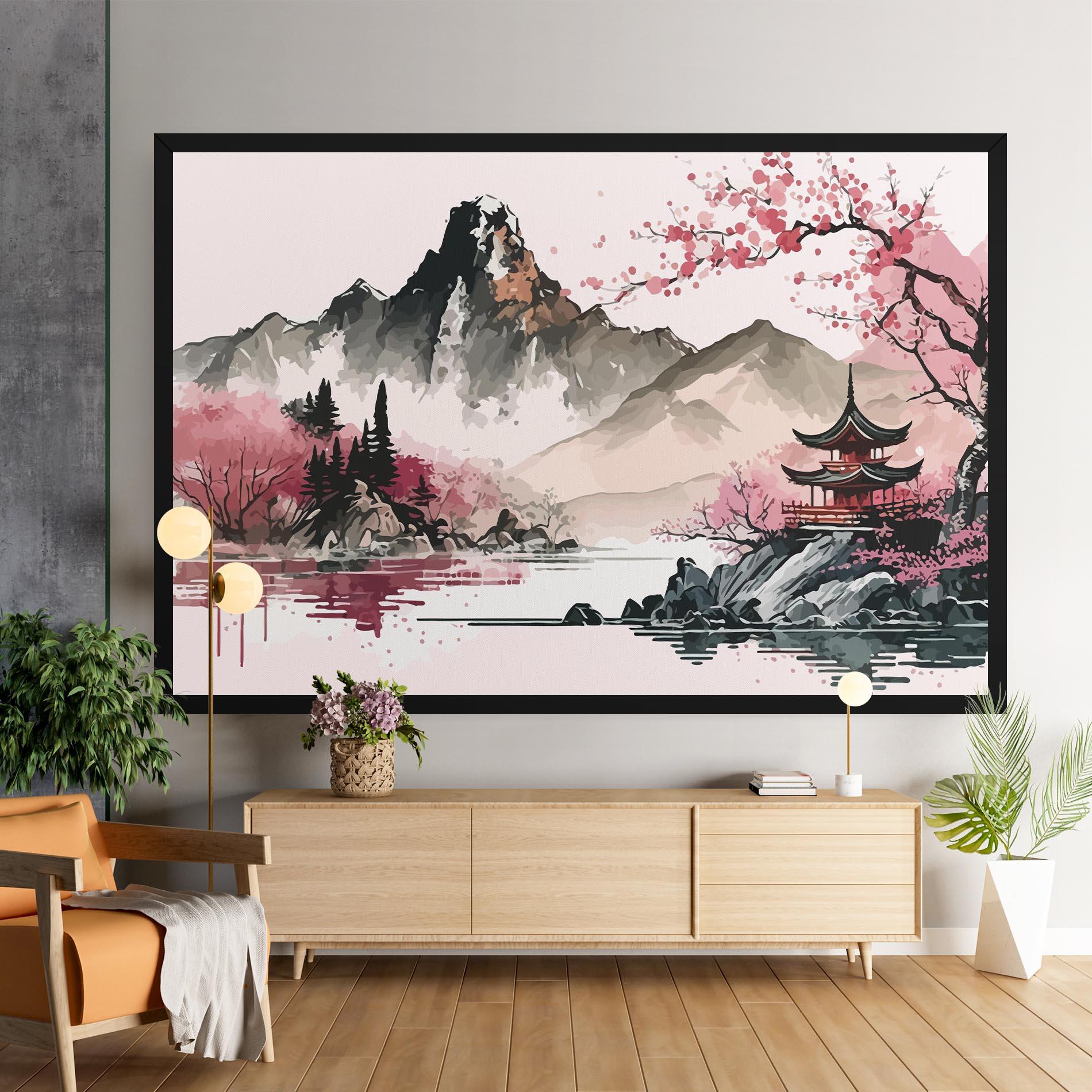 Картина на платно Pink Asian View mockup 9