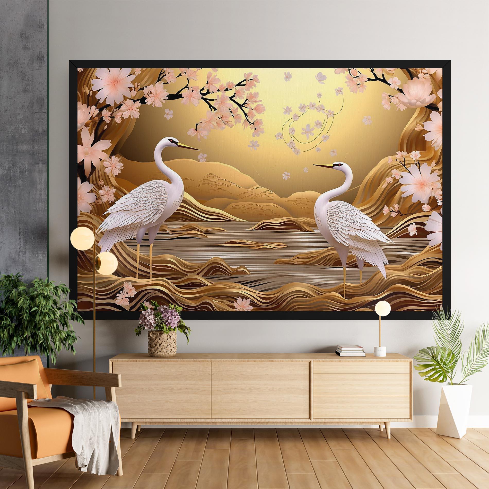Картина на платно Pink Chinese Flowers mockup 9