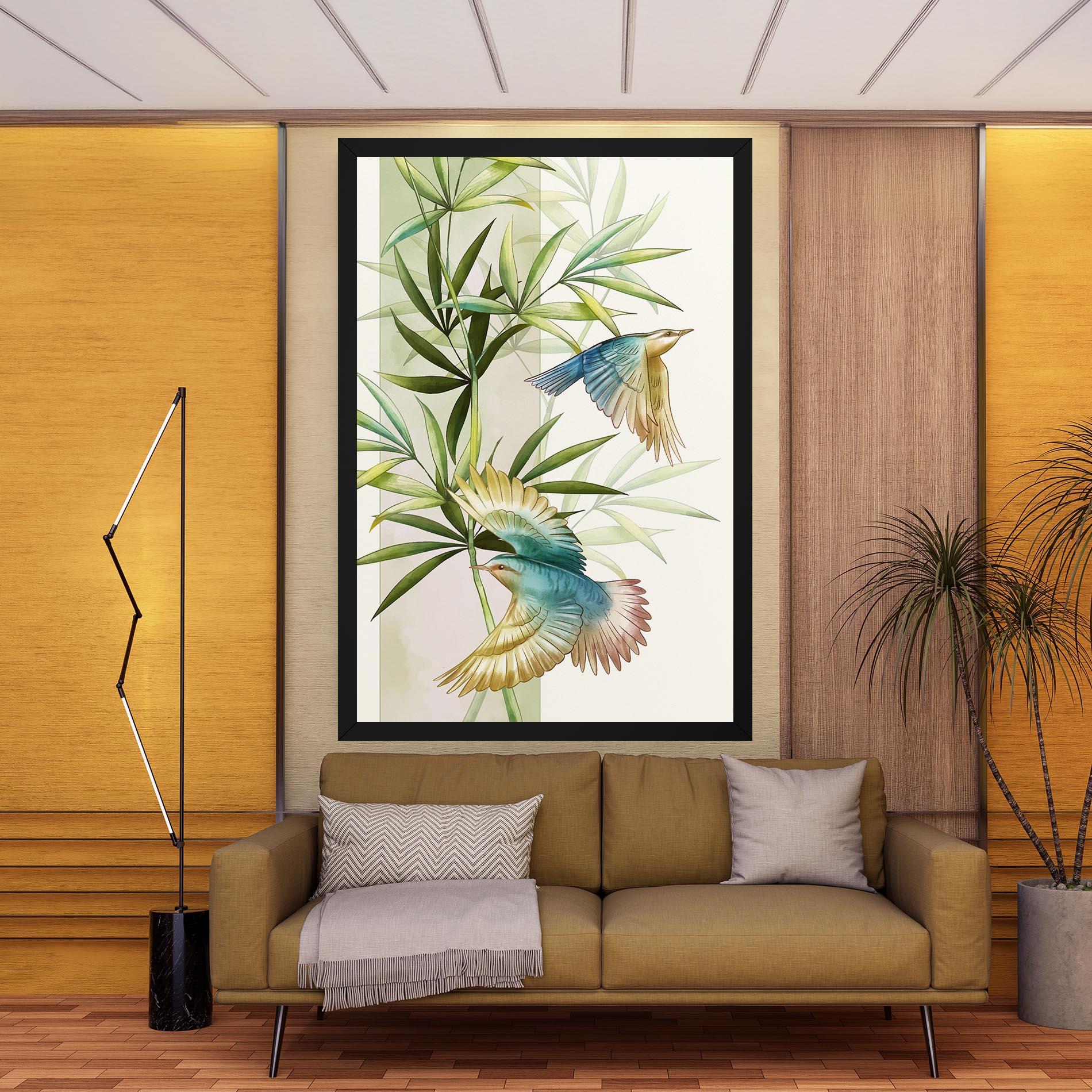 Картина на платно Asiatic Blue Birds mockup 9