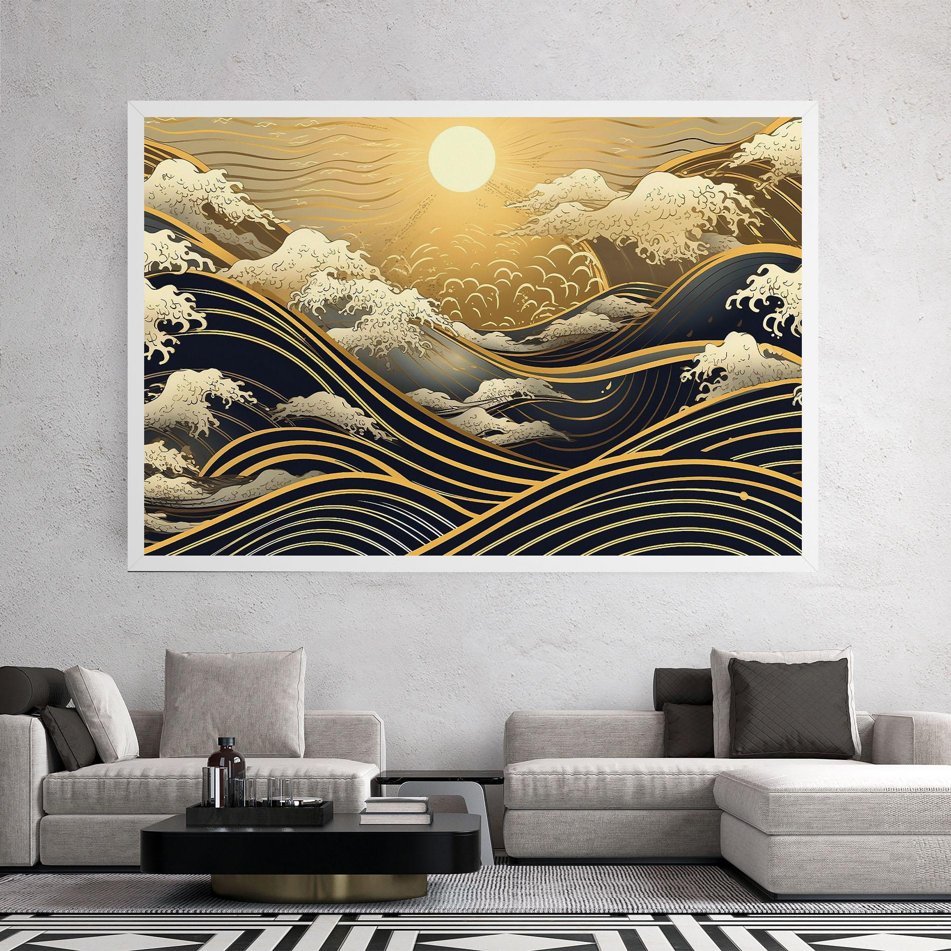 Картина на платно Gold Waves Landscape mockup 2