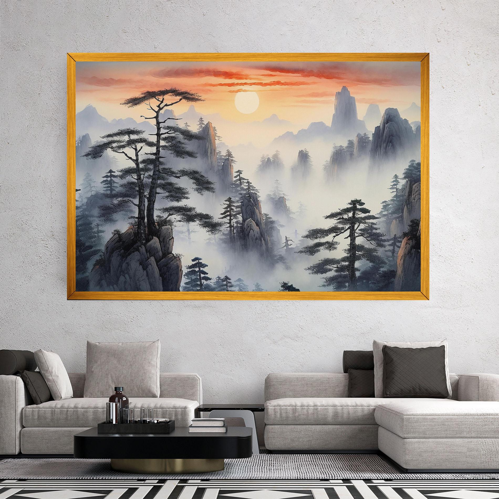 Картина на платно Fog Trees mockup 2
