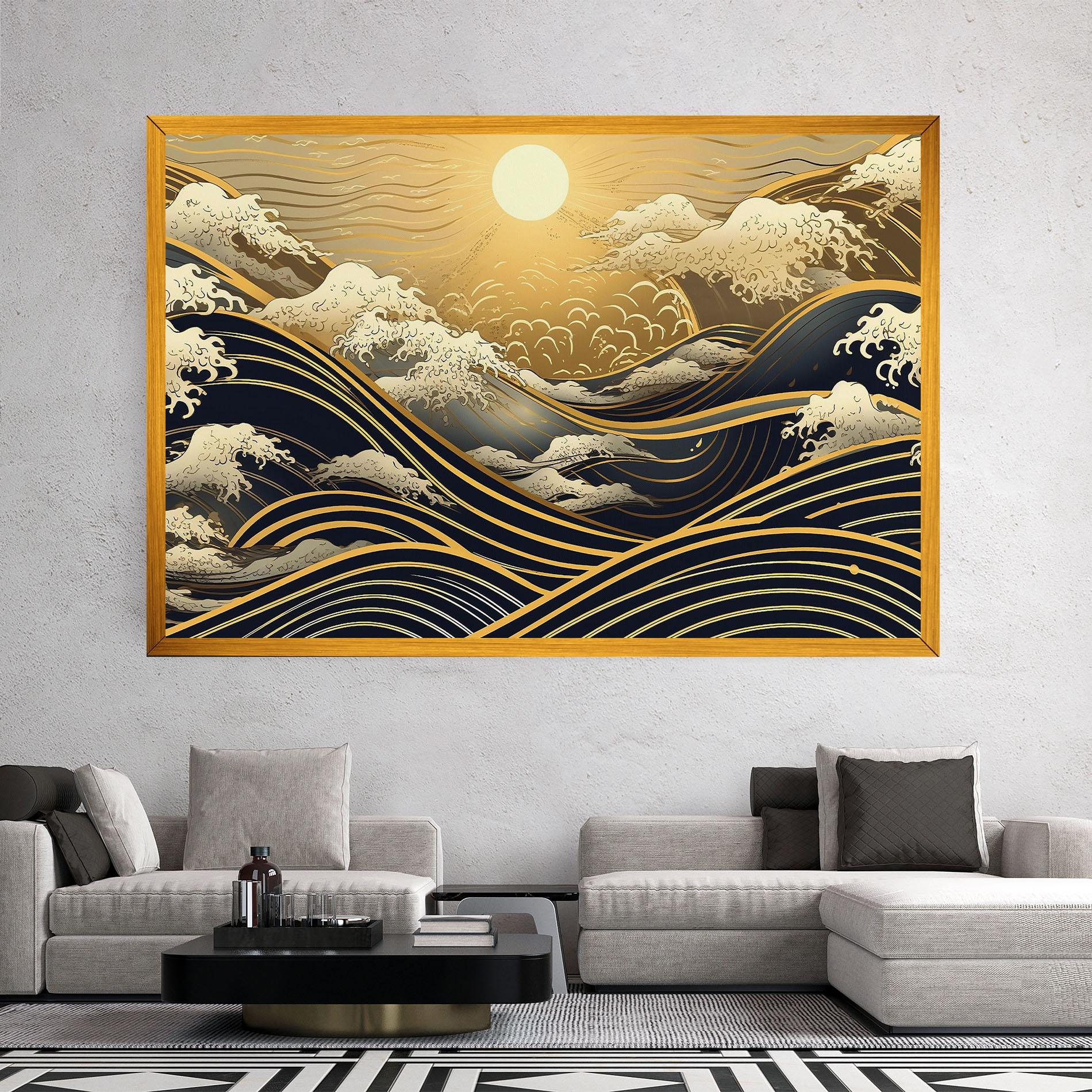 Картина на платно Gold Waves Landscape mockup 2