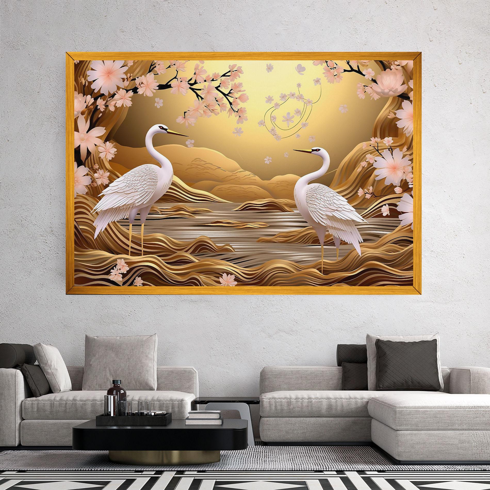 Картина на платно Pink Chinese Flowers mockup 2