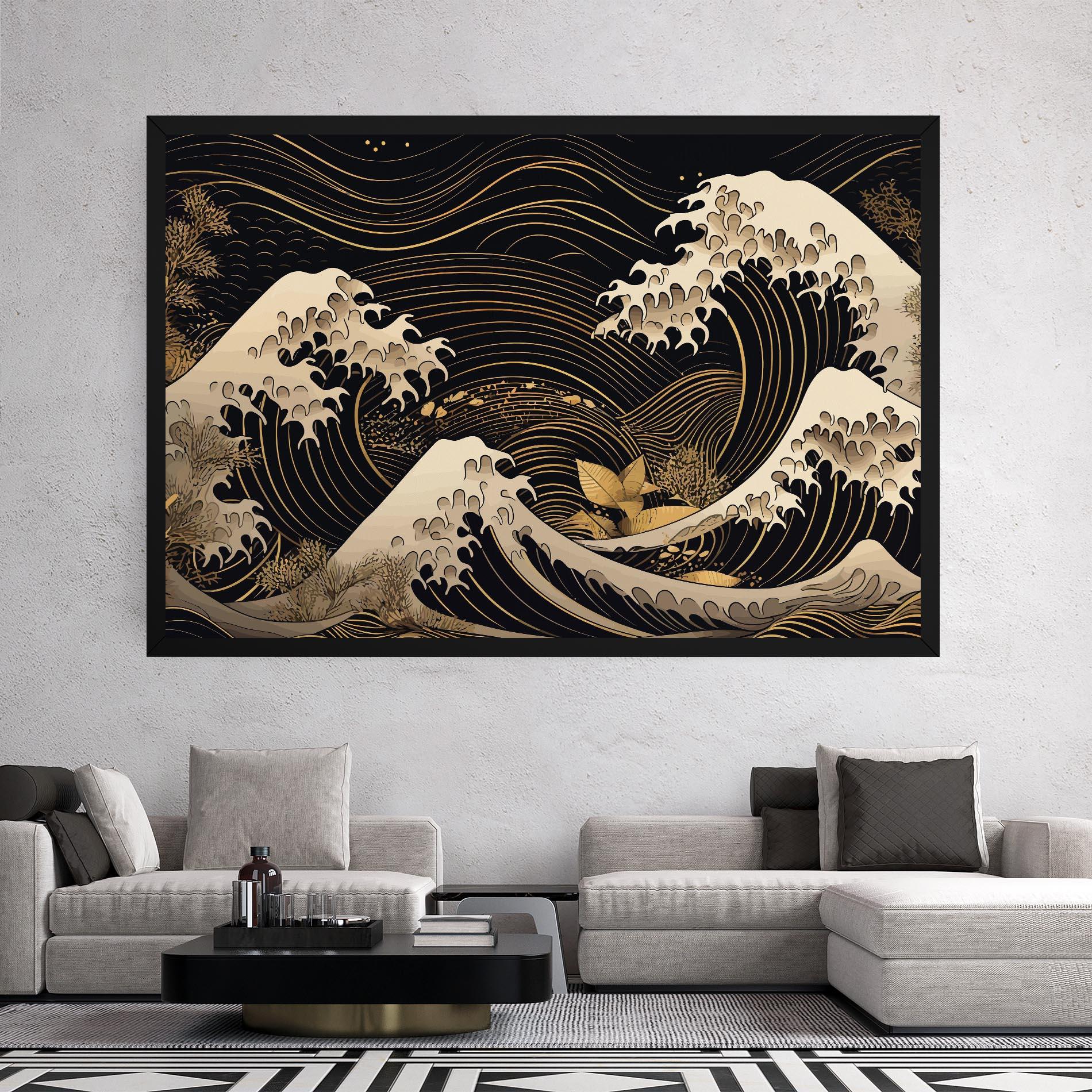 Картина на платно Asiatic Gold Wave mockup 2