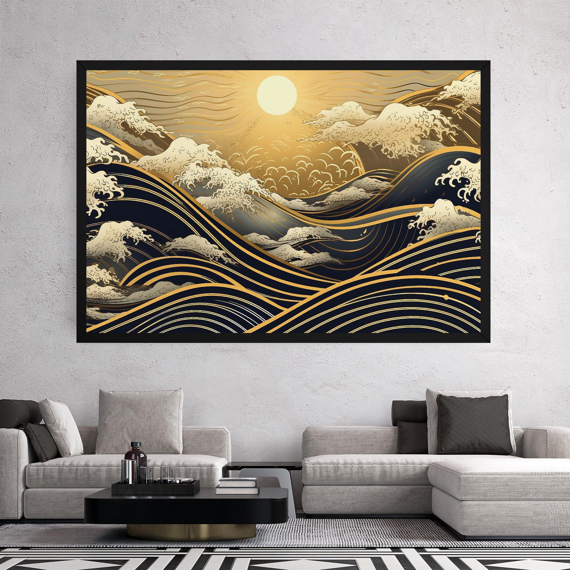 Картина на платно Gold Waves Landscape mockup 2