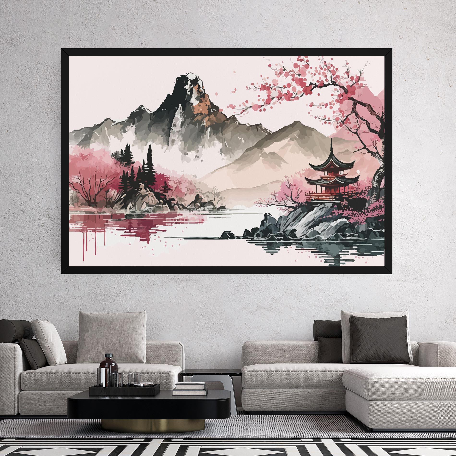 Картина на платно Pink Asian View mockup 2