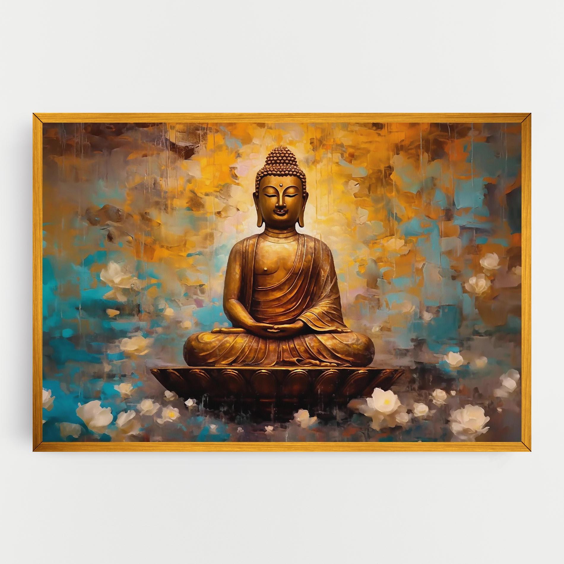 Картина на платно Blue Gold Buddha mockup 0