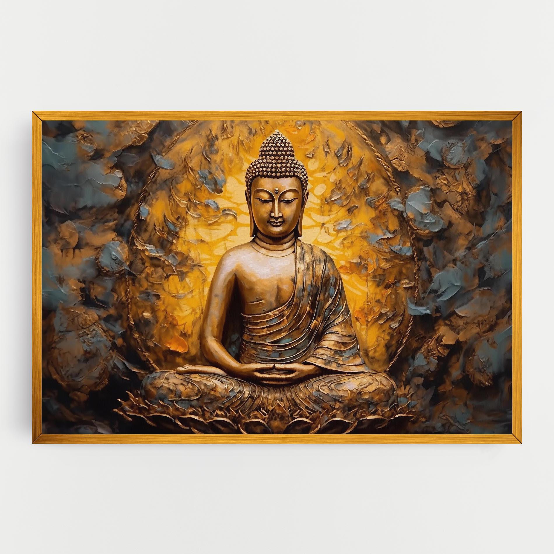 Картина на платно Gold Grey Buddha mockup 0