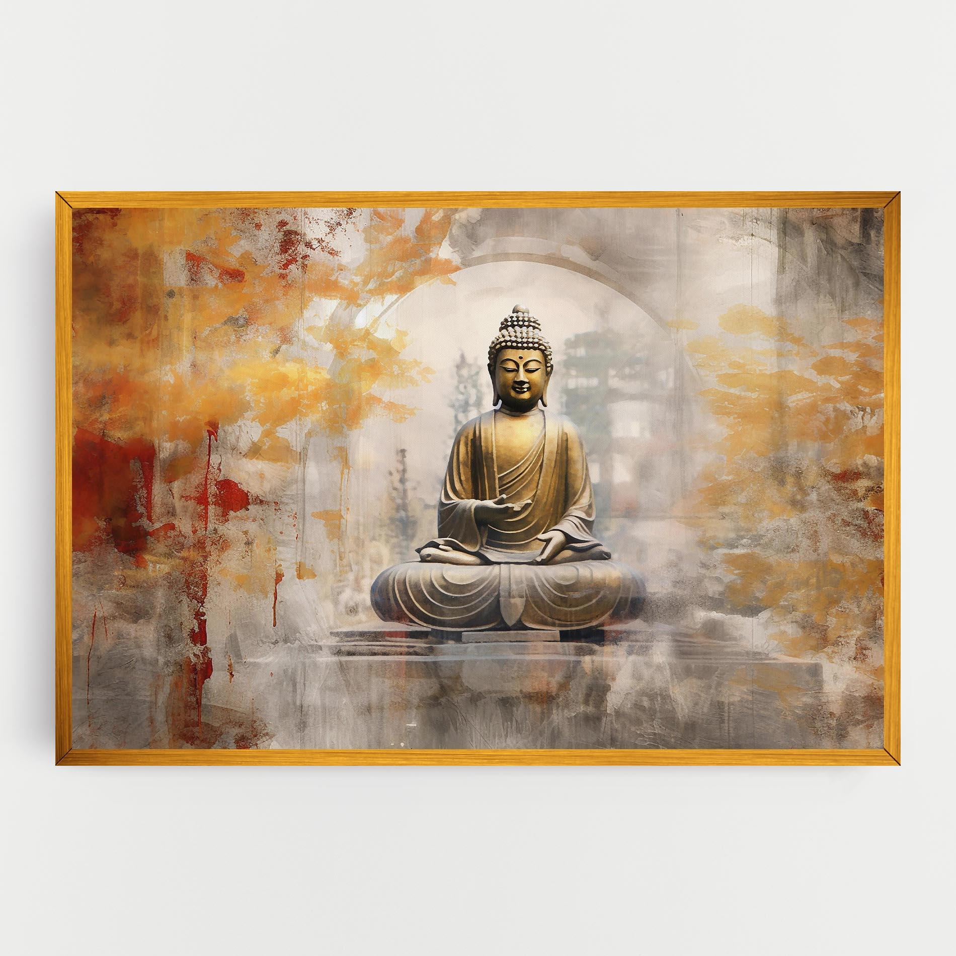 Картина на платно Grey Gold Buddha mockup 0