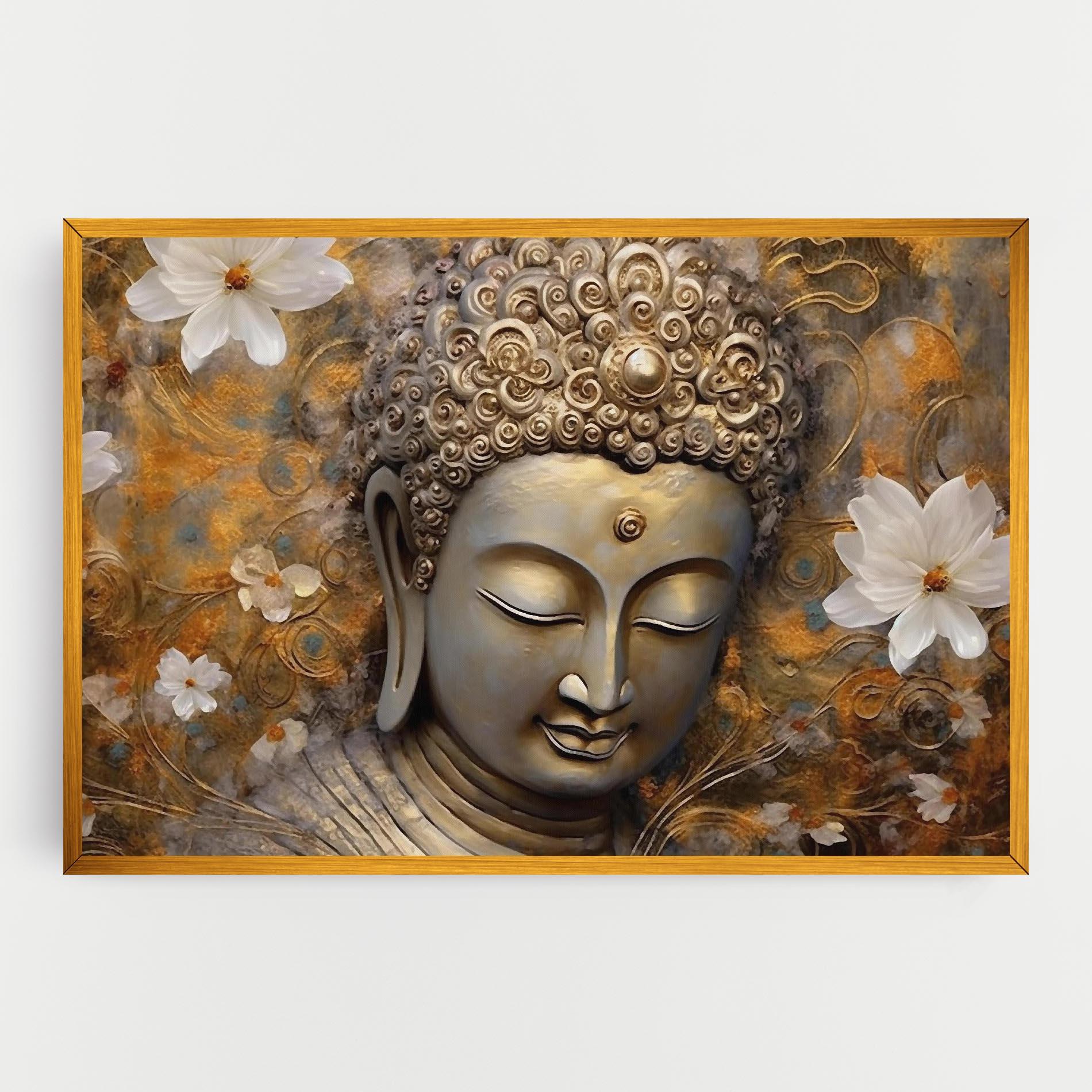 Картина на платно White Flower Buddha Art mockup 0