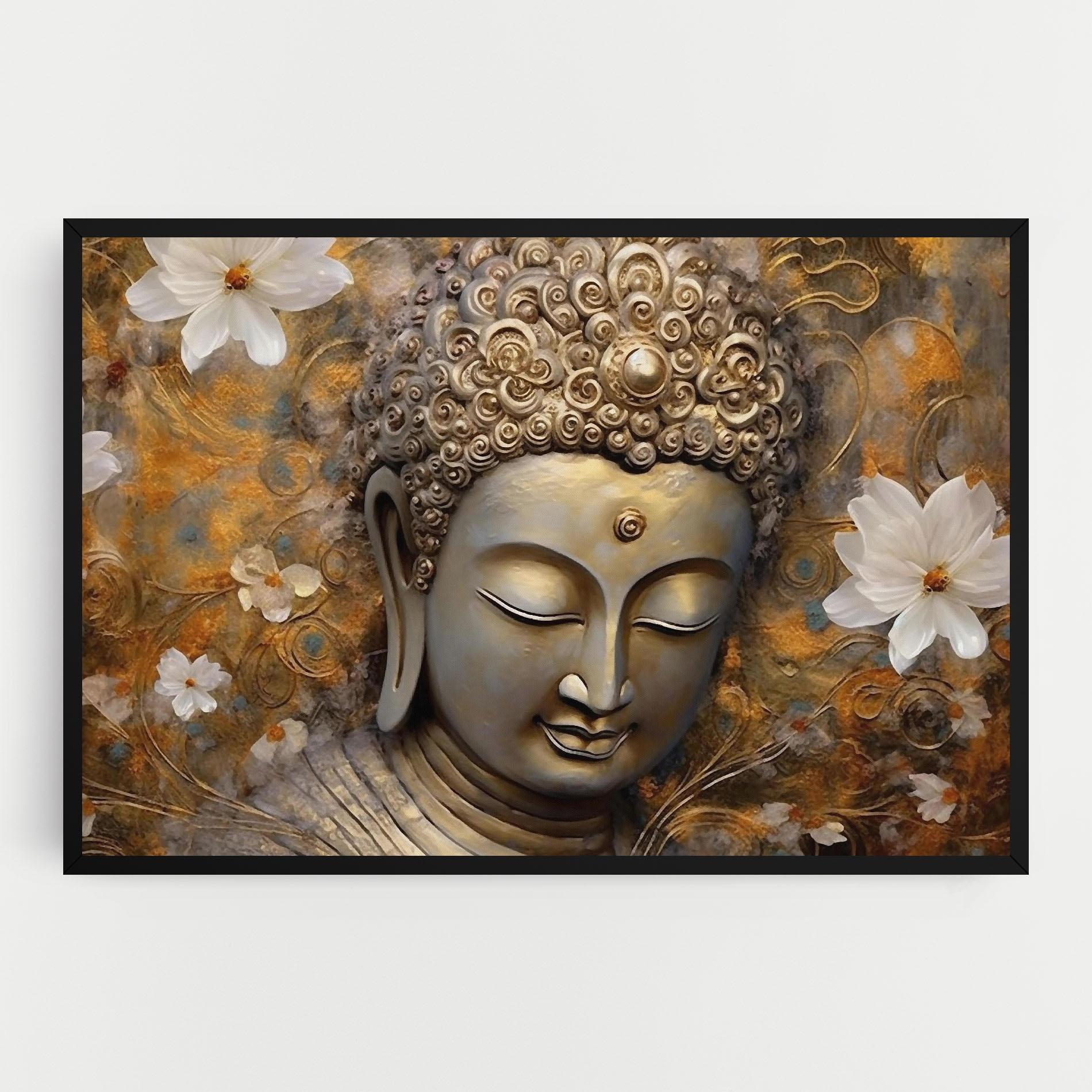 Картина на платно White Flower Buddha Art mockup 0