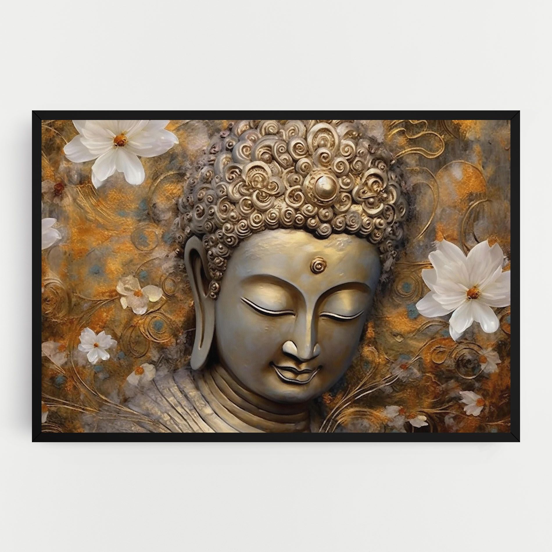 White Flower Buddha Art mockup 0