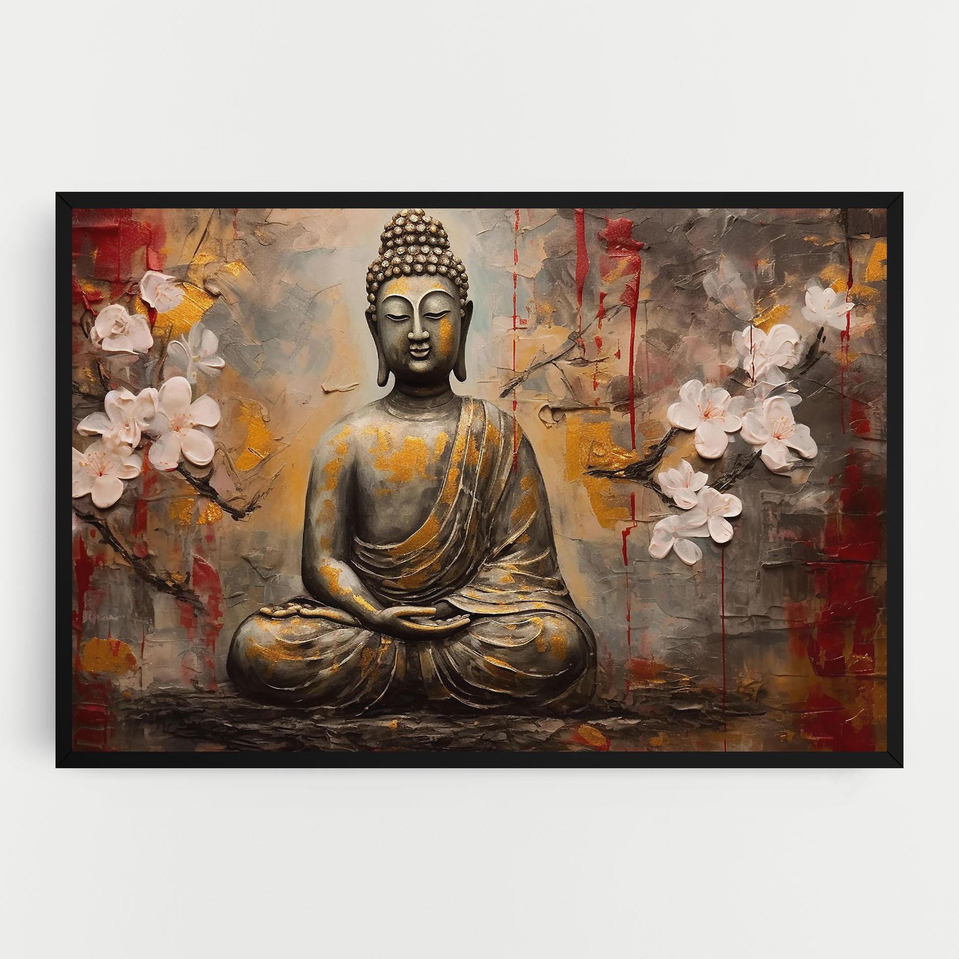 Картина на платно White Red Buddha mockup 0