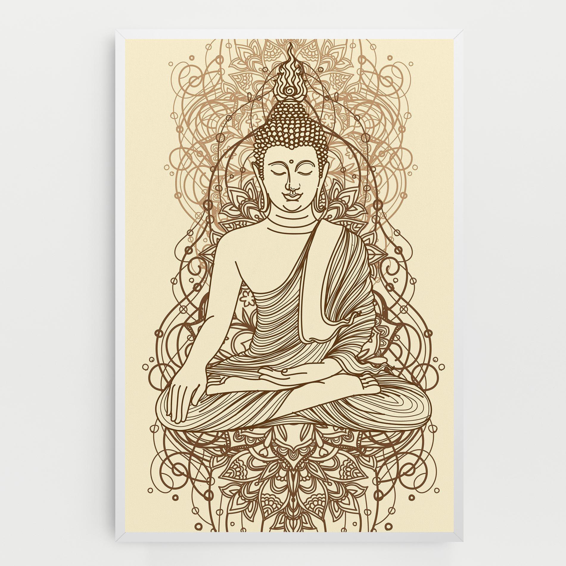 Картина на платно Brown Line Buddha mockup 0
