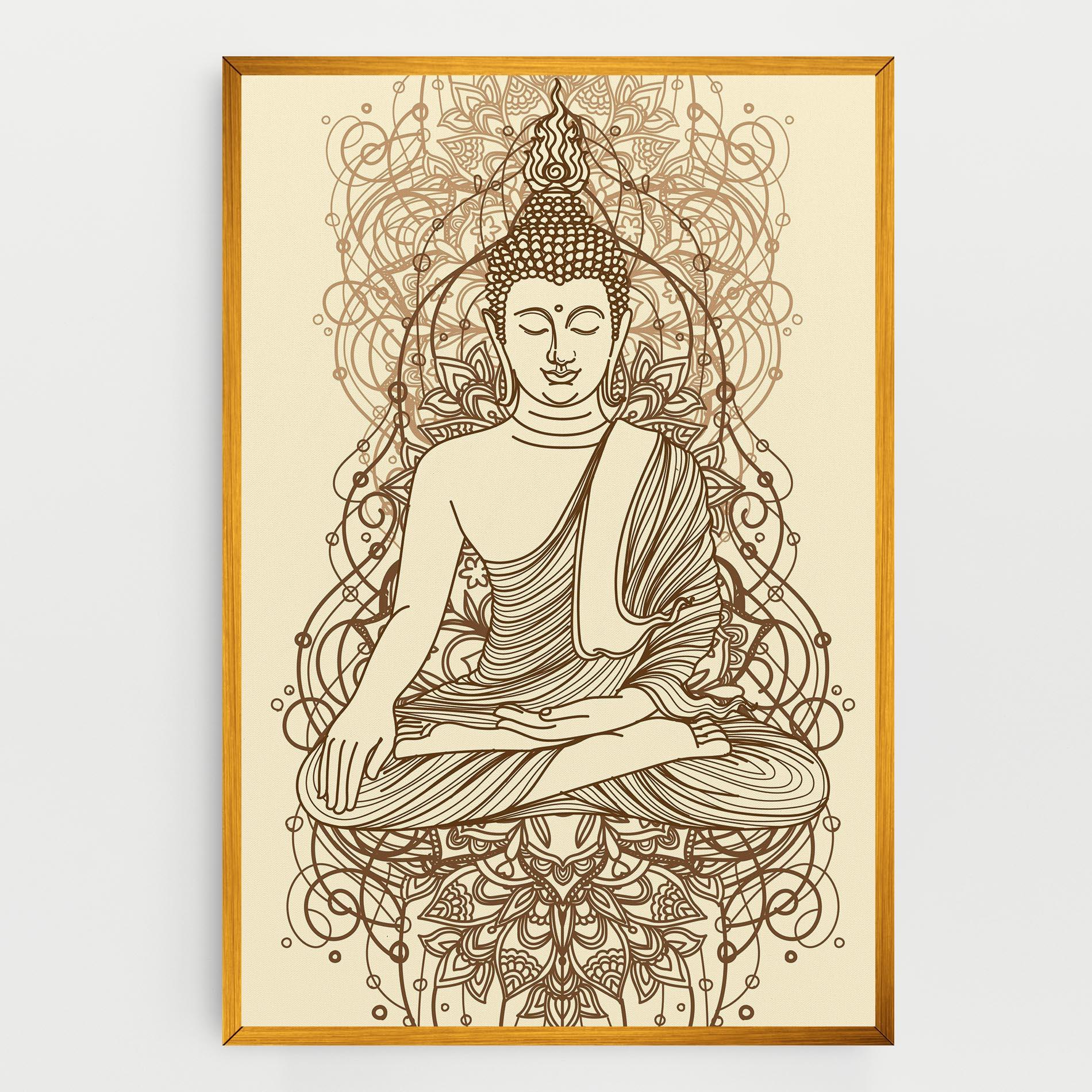 Картина на платно Brown Line Buddha mockup 0