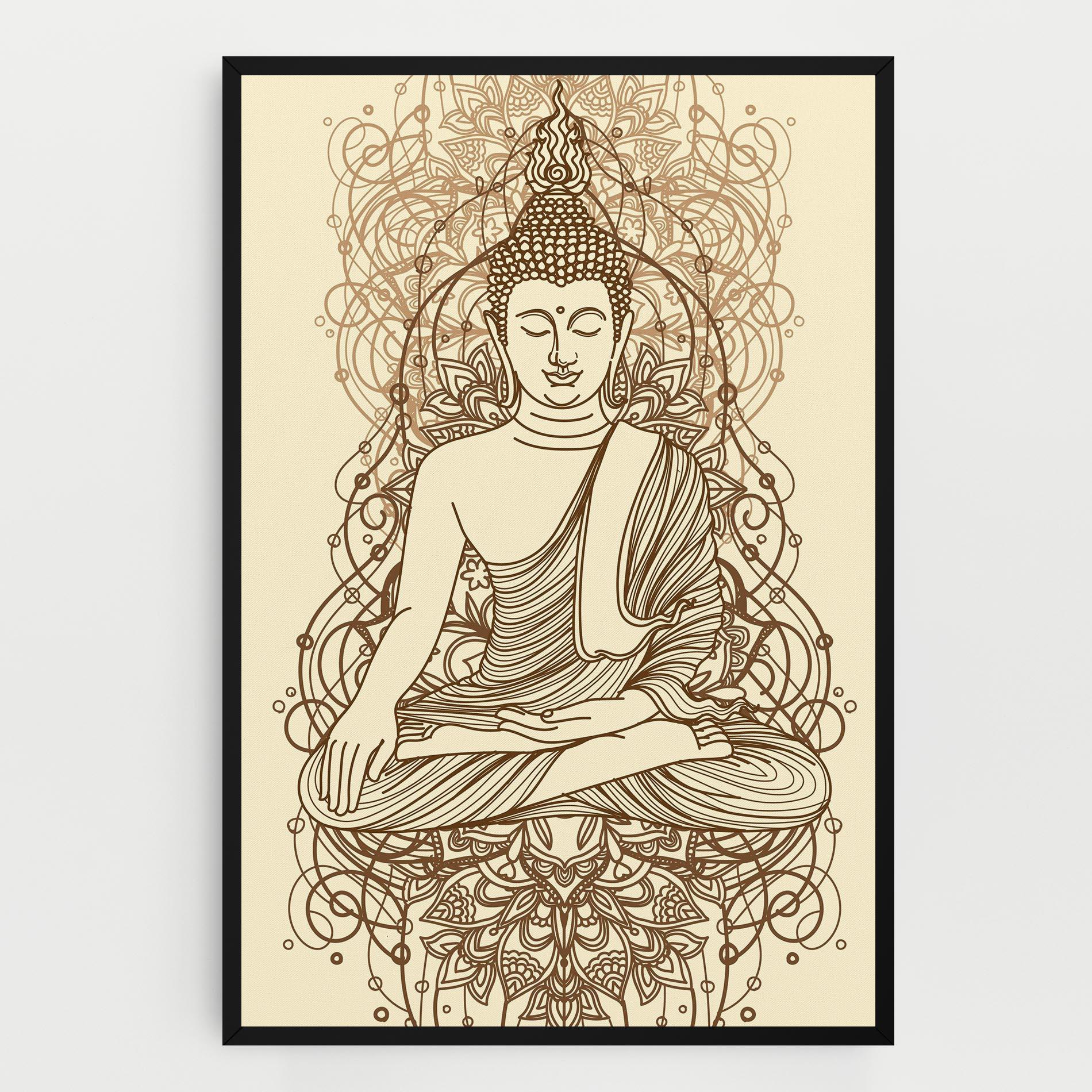 Картина на платно Brown Line Buddha mockup 0