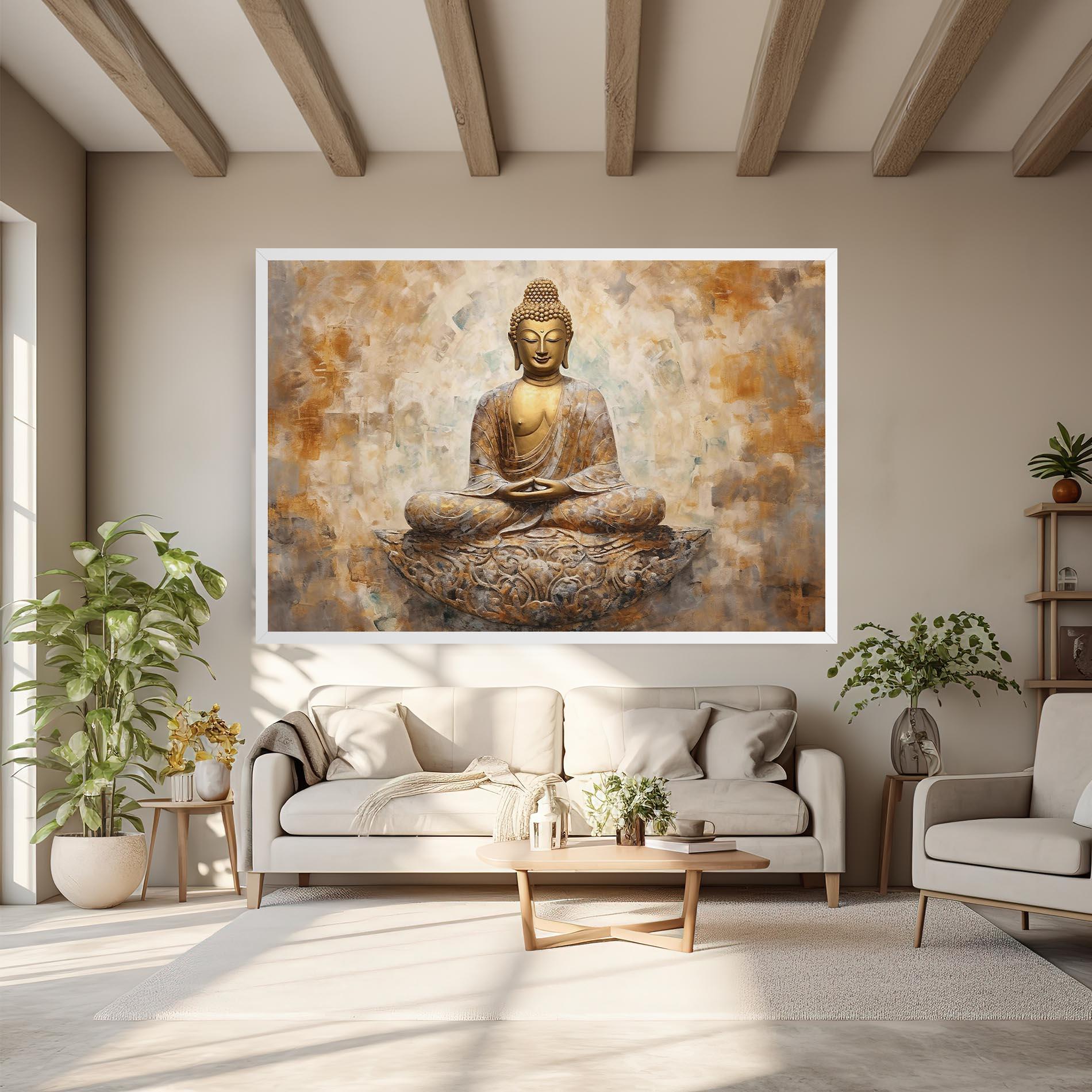 Картина на платно Cream Buddha Art mockup 6