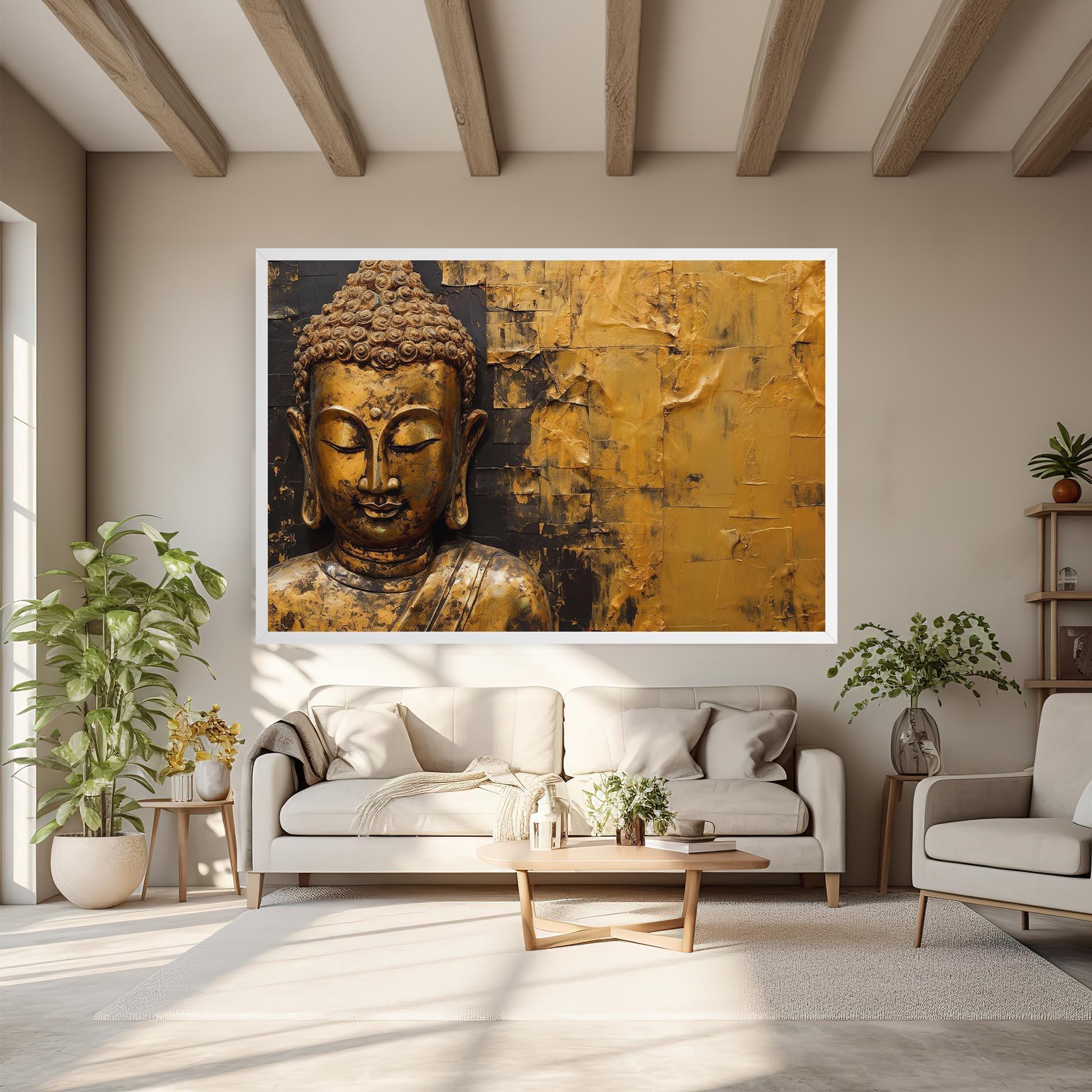 Картина на платно Gold Paint Buddha mockup 6