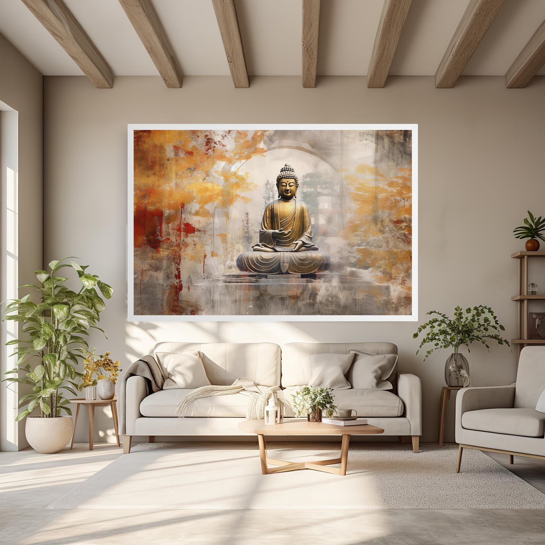 Картина на платно Grey Gold Buddha mockup 6