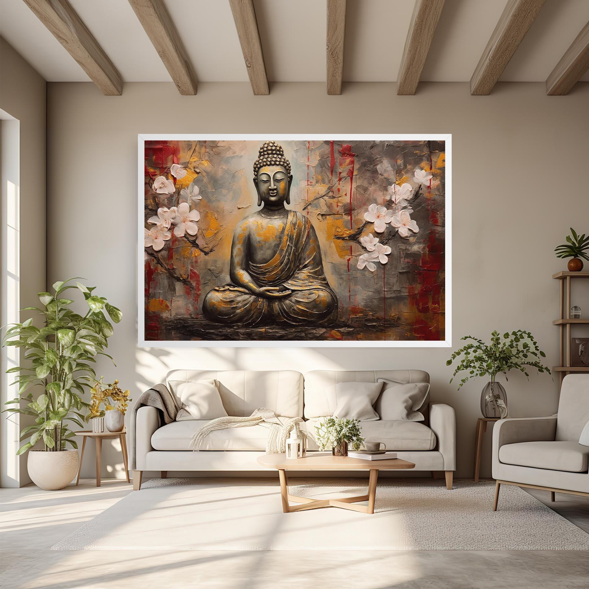 Картина на платно White Red Buddha mockup 6