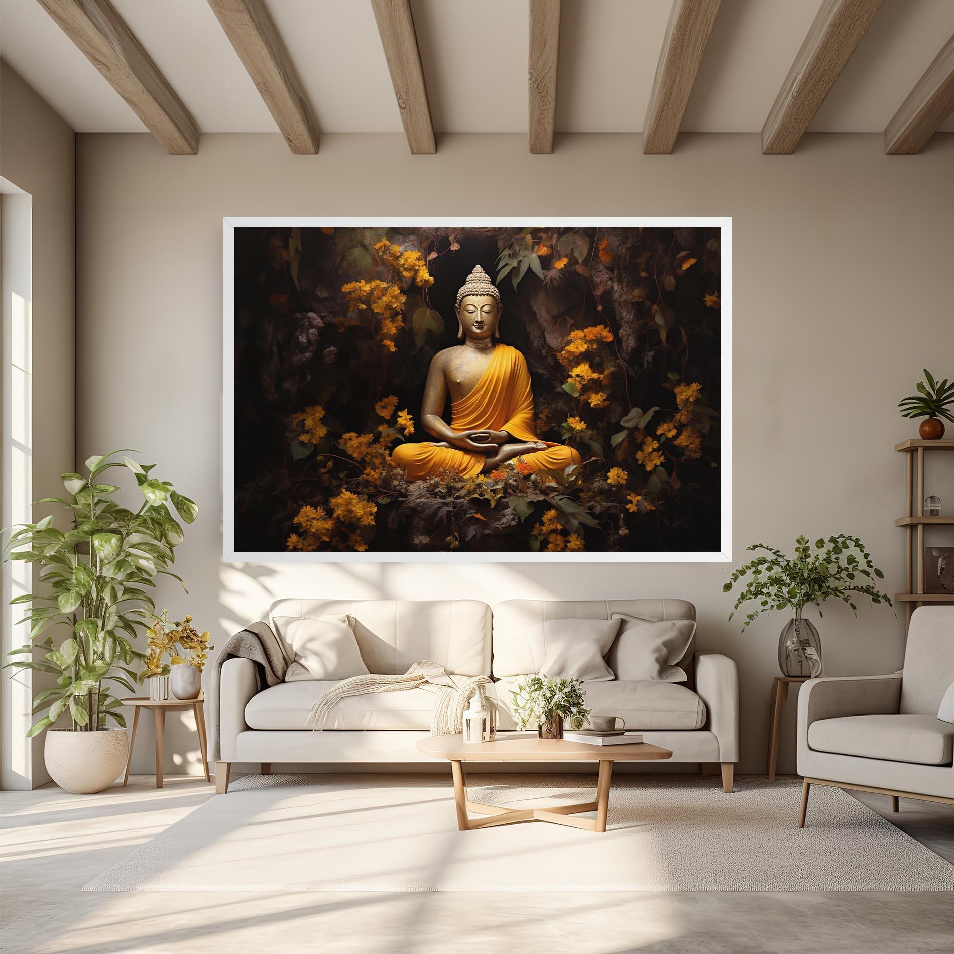 Картина на платно Yellow Light Buddha mockup 6