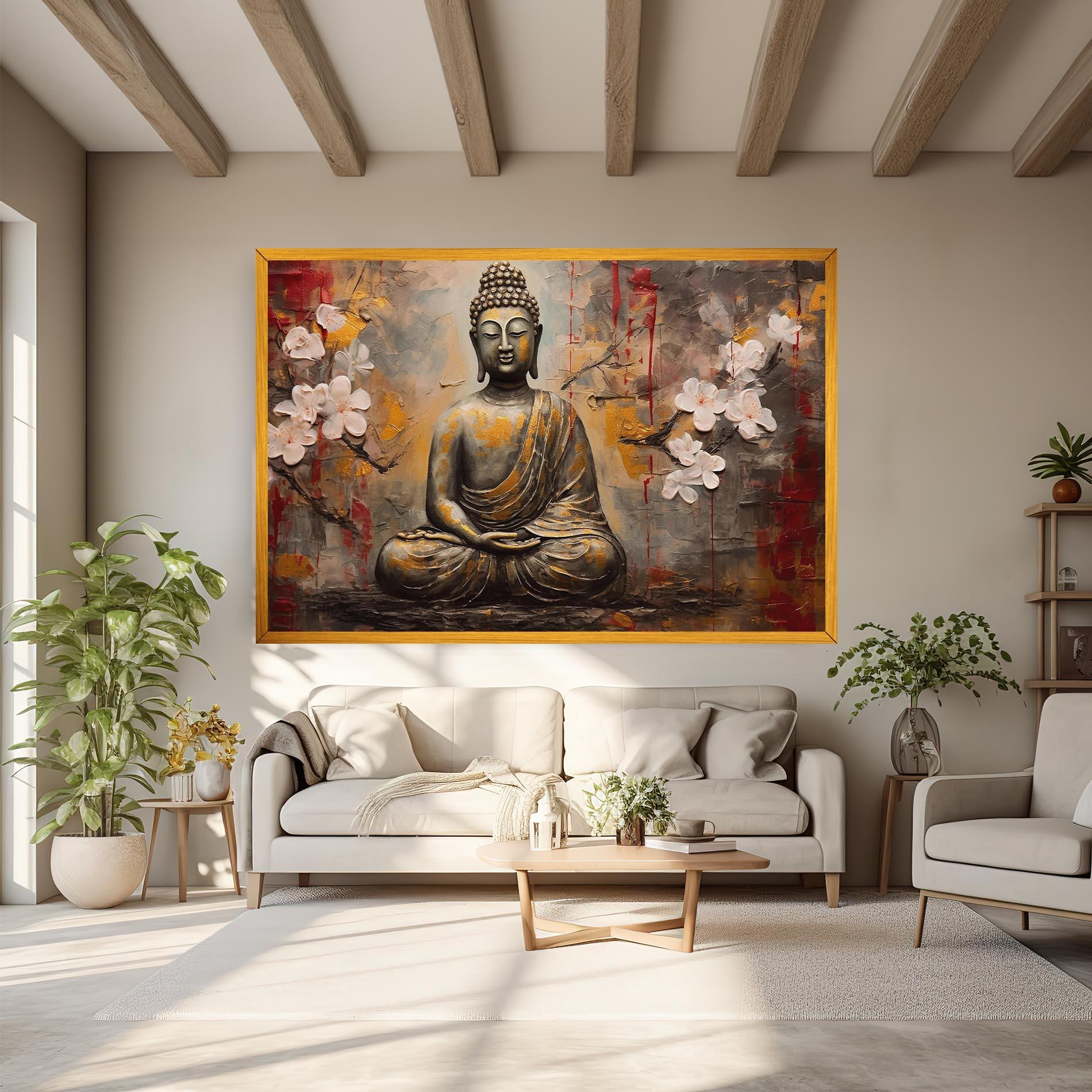 Картина на платно White Red Buddha mockup 6