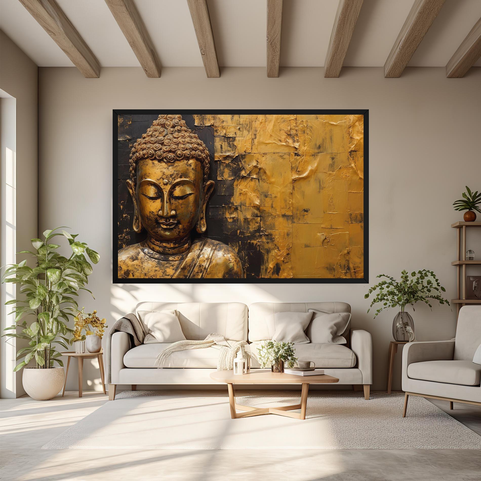 Картина на платно Gold Paint Buddha mockup 6