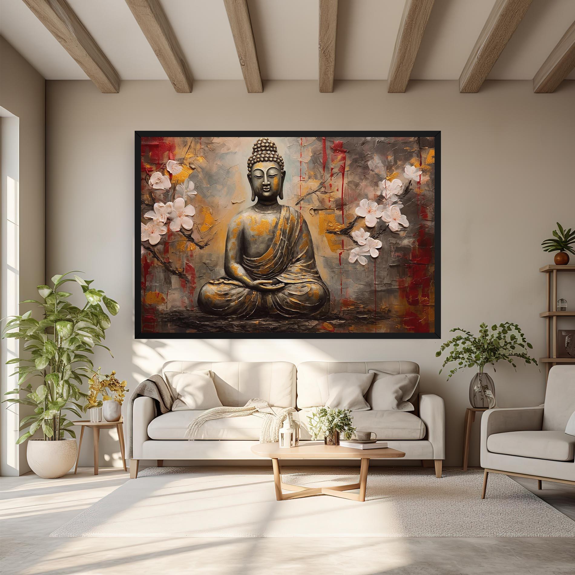 Картина на платно White Red Buddha mockup 6