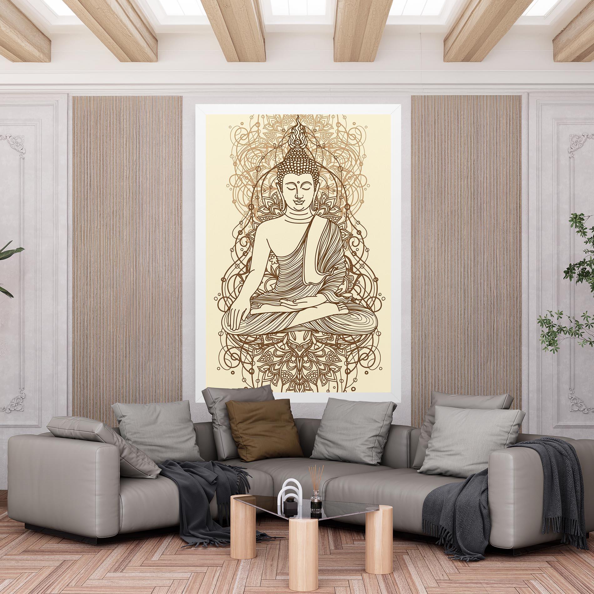 Картина на платно Brown Line Buddha mockup 6