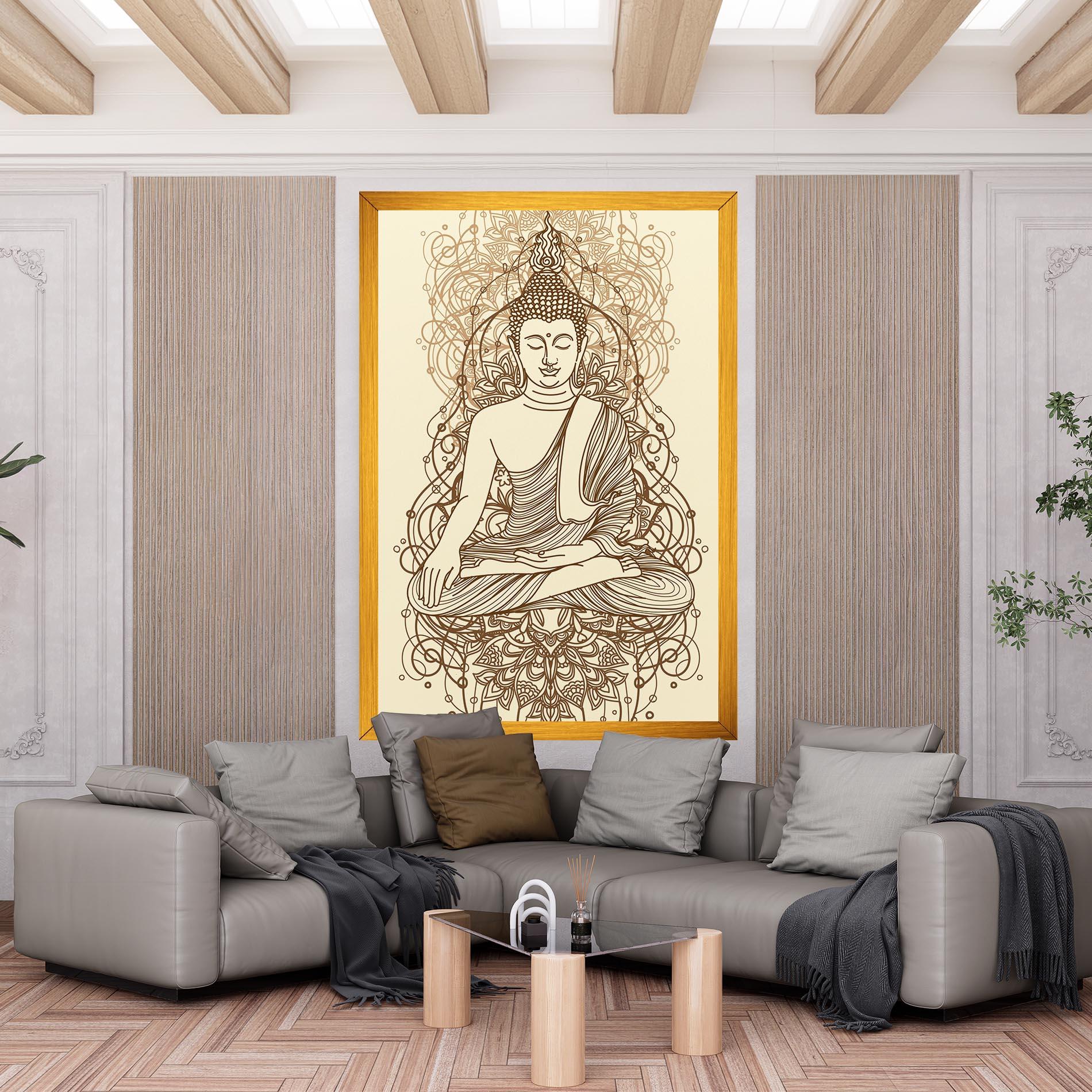 Картина на платно Brown Line Buddha mockup 6
