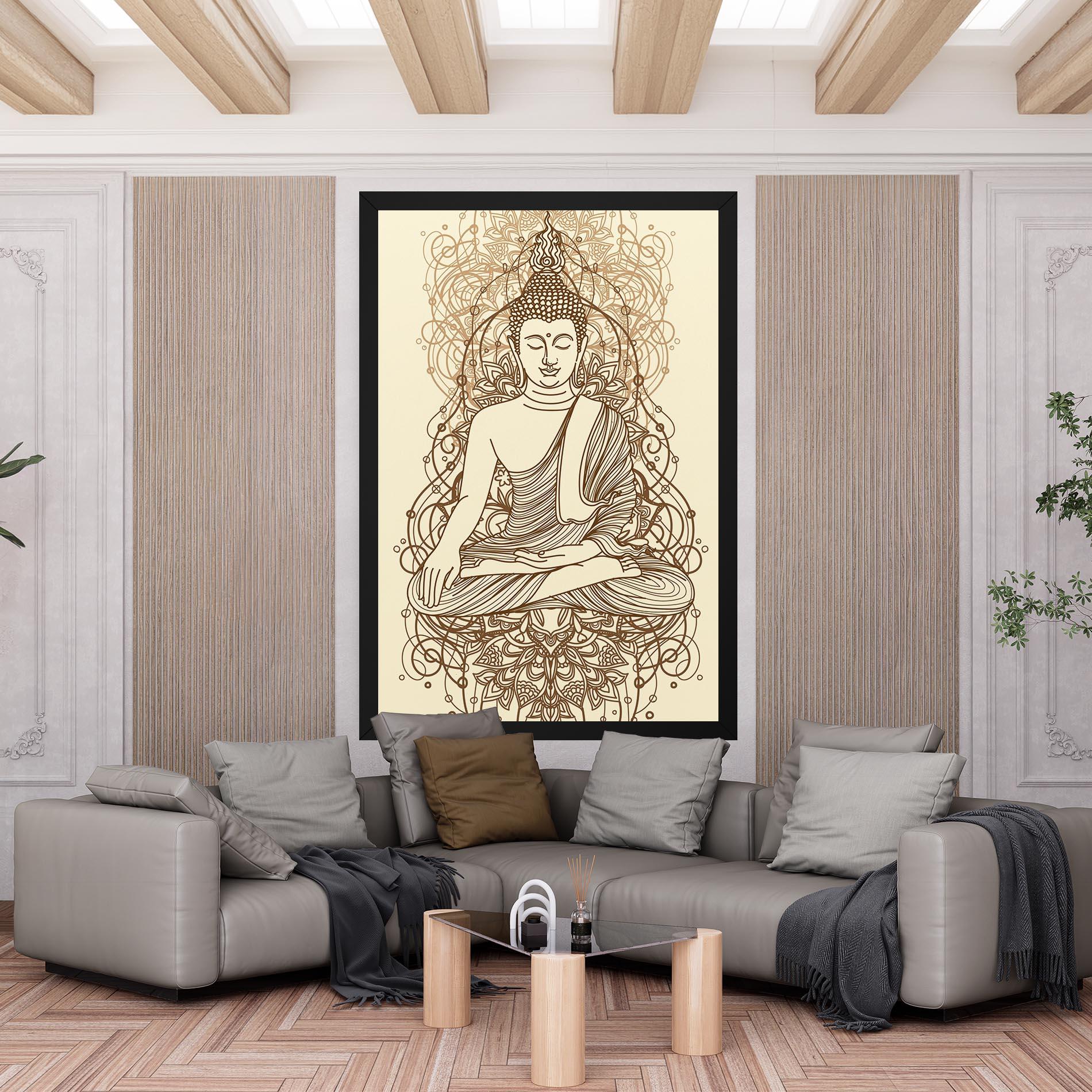 Картина на платно Brown Line Buddha mockup 6