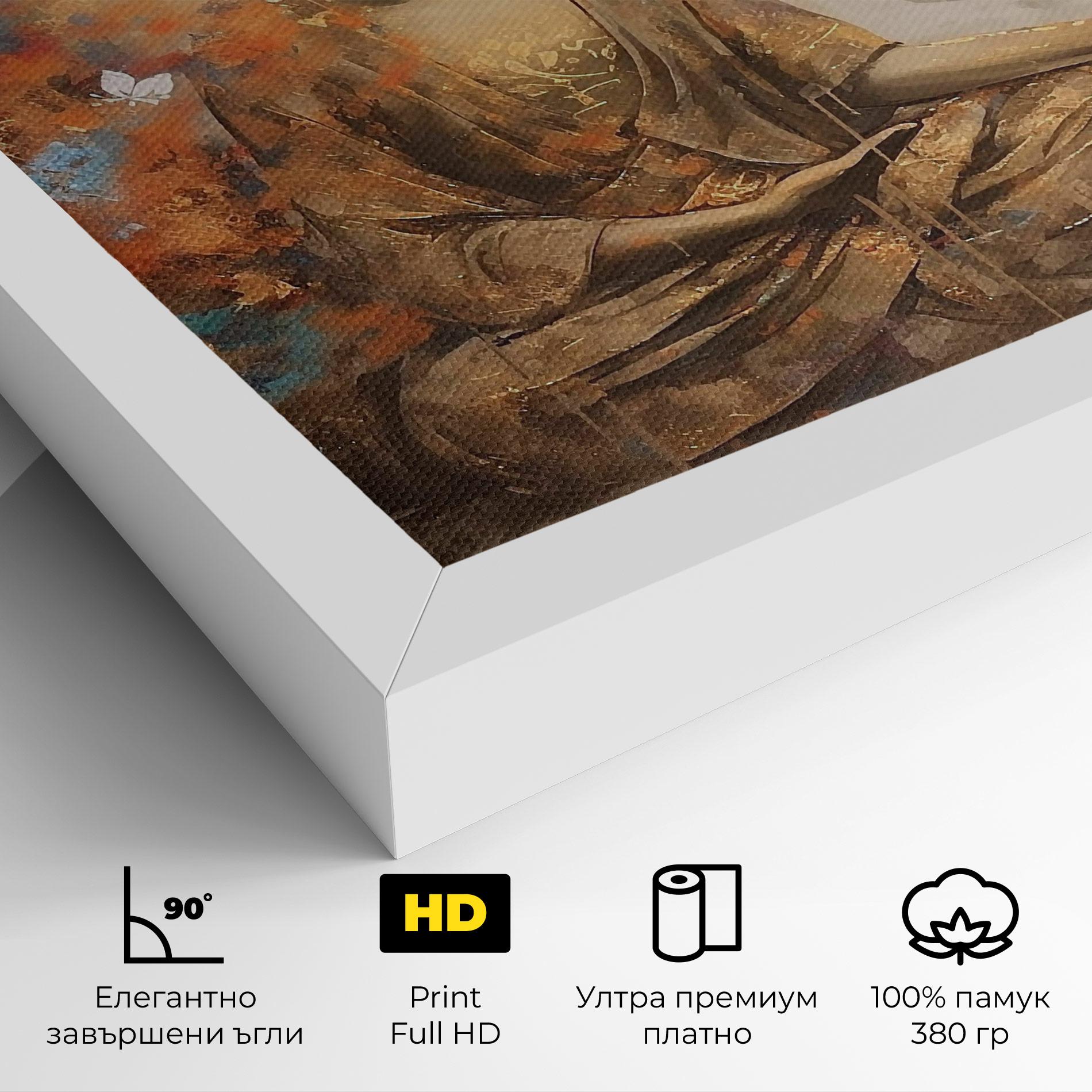 Картина на платно Buddha Cream Blue mockup 4