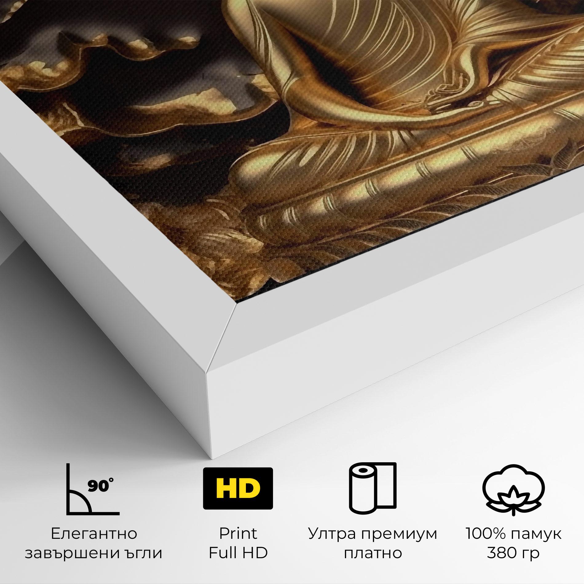 Картина на платно Gold 3d Buddha mockup 4