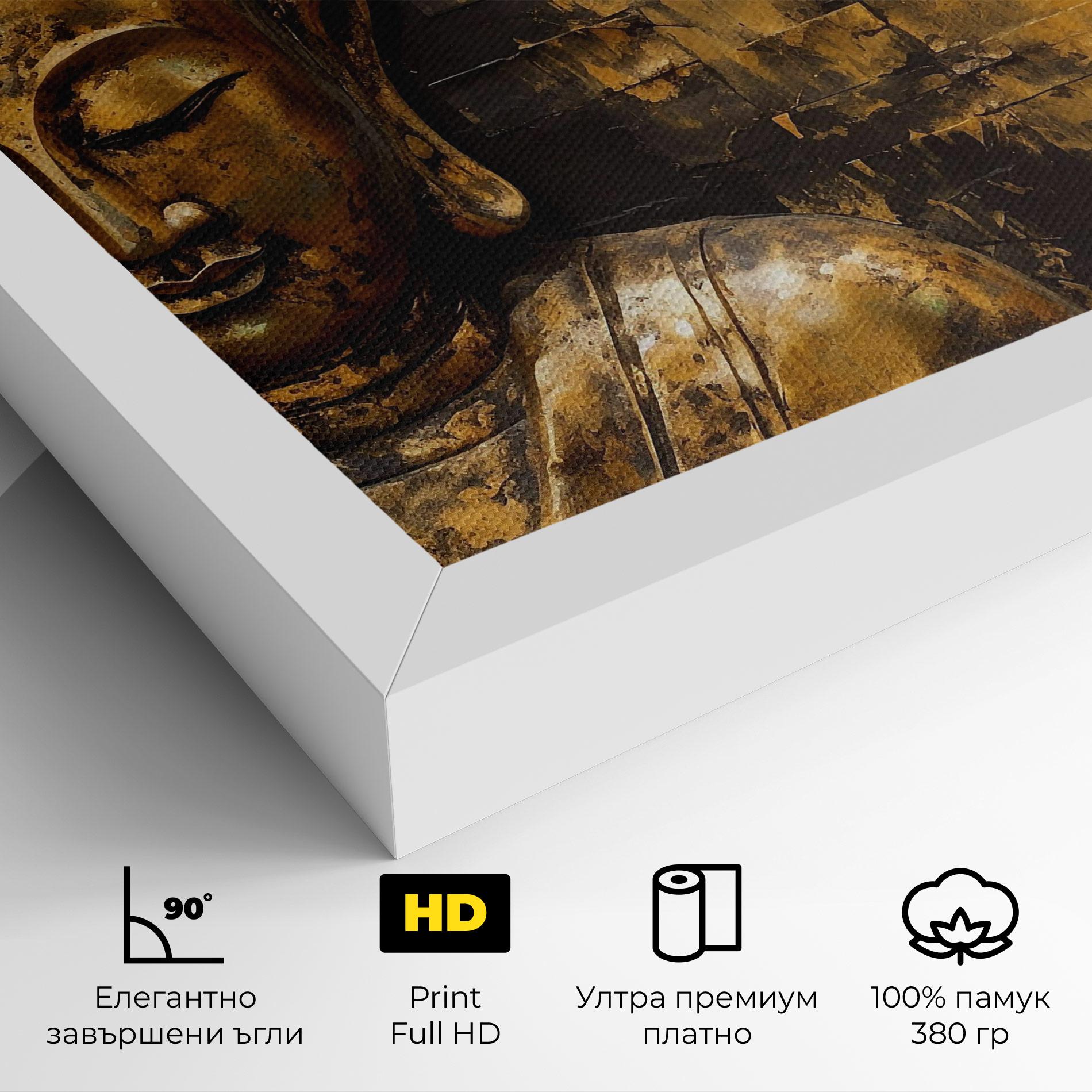 Картина на платно Gold Paint Buddha mockup 4