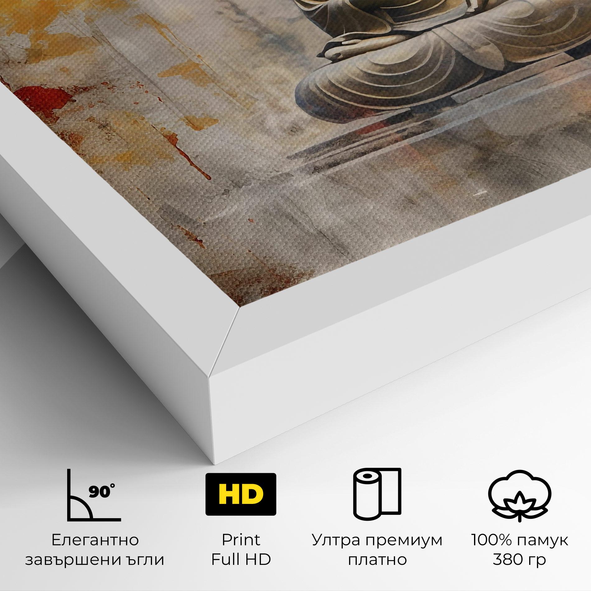 Картина на платно Grey Gold Buddha mockup 4
