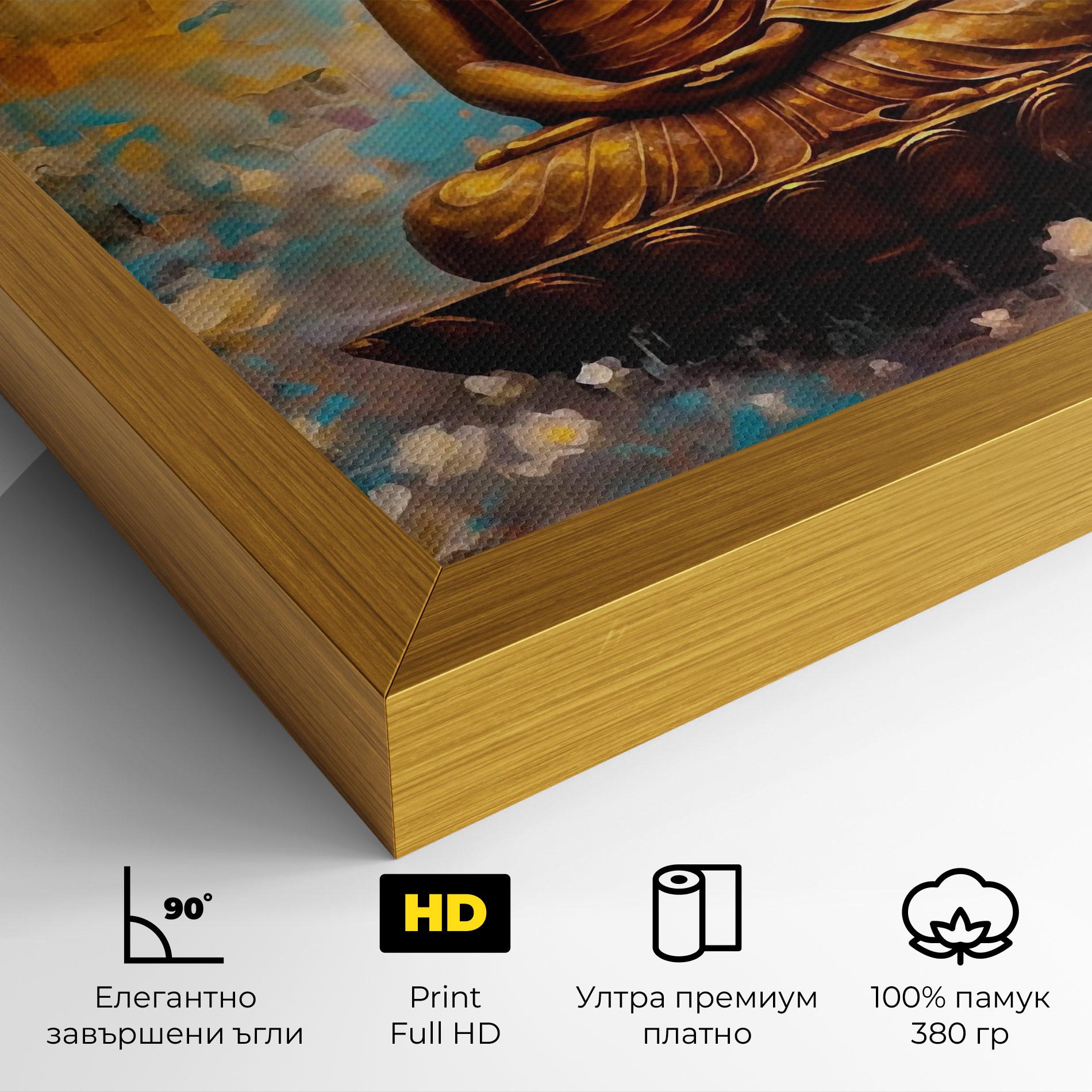 Картина на платно Blue Gold Buddha mockup 4
