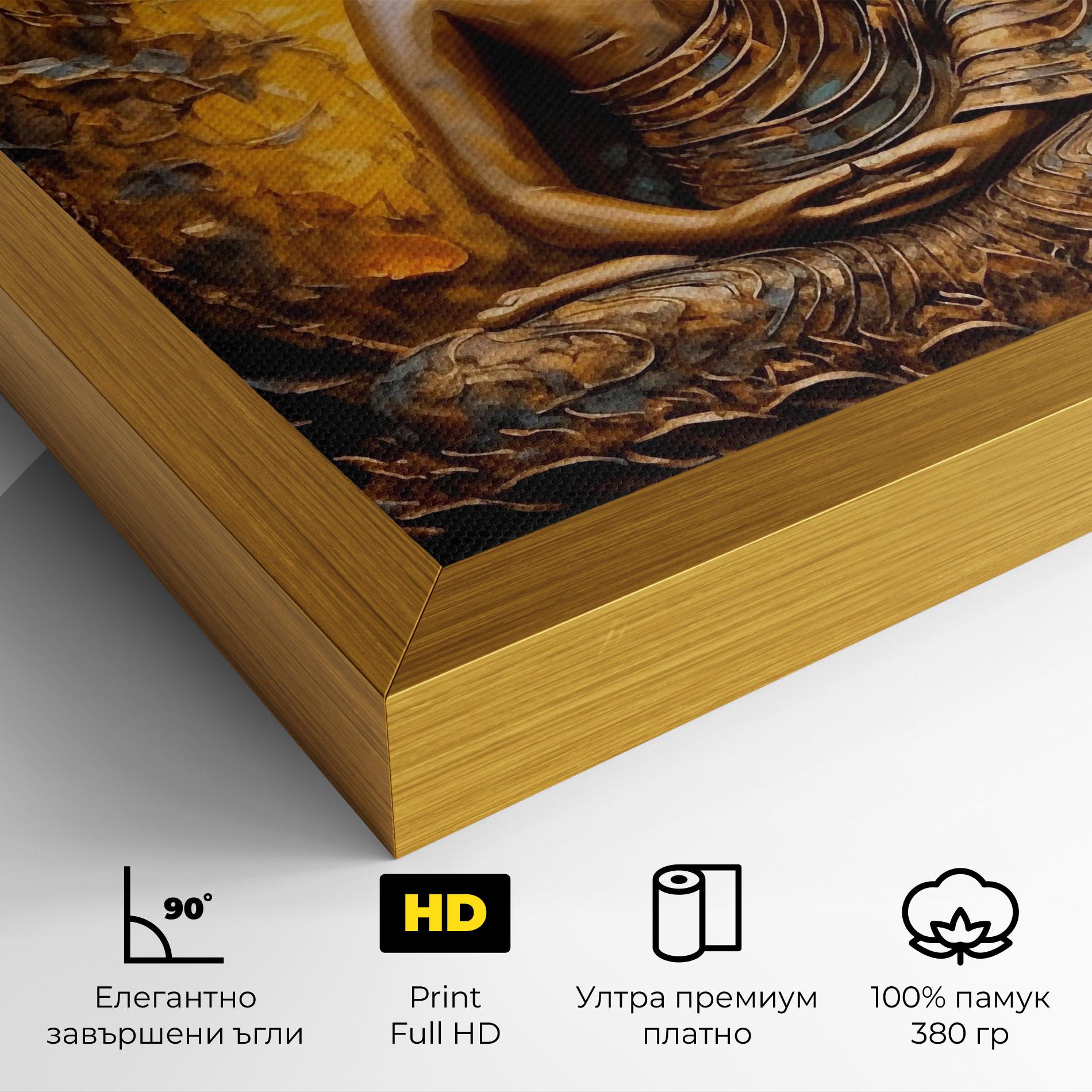 Картина на платно Gold Grey Buddha mockup 4