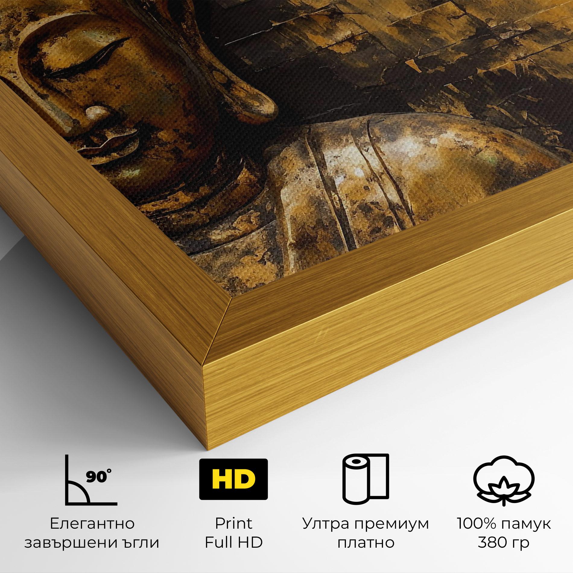 Картина на платно Gold Paint Buddha mockup 4