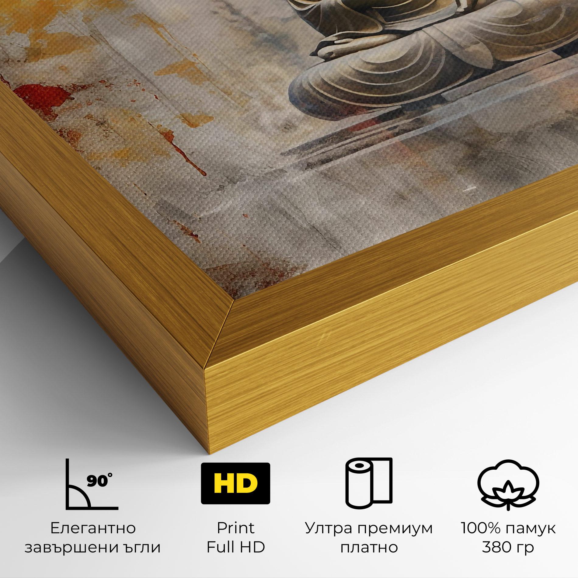 Картина на платно Grey Gold Buddha mockup 4