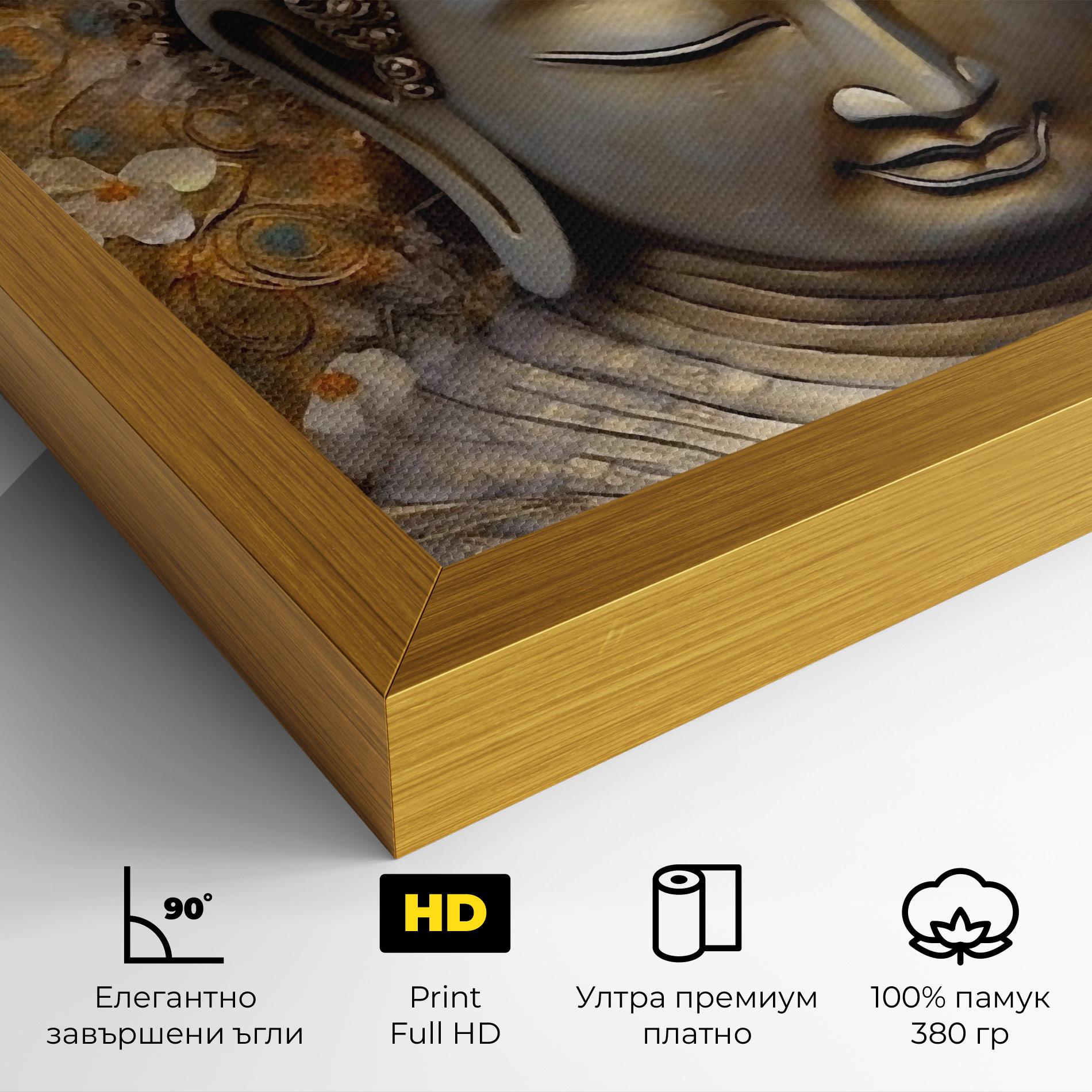 Картина на платно White Flower Buddha Art mockup 4