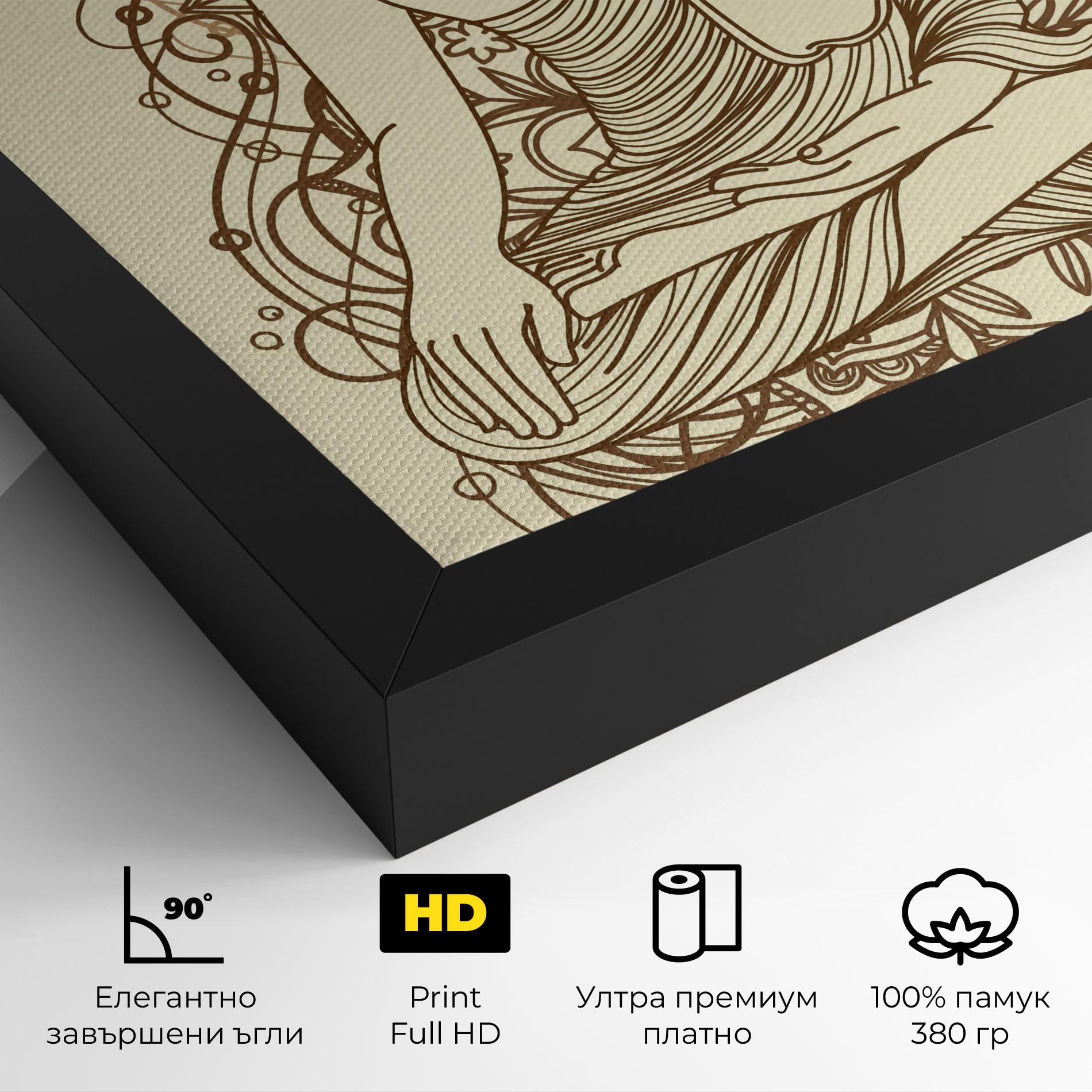 Картина на платно Brown Line Buddha mockup 4