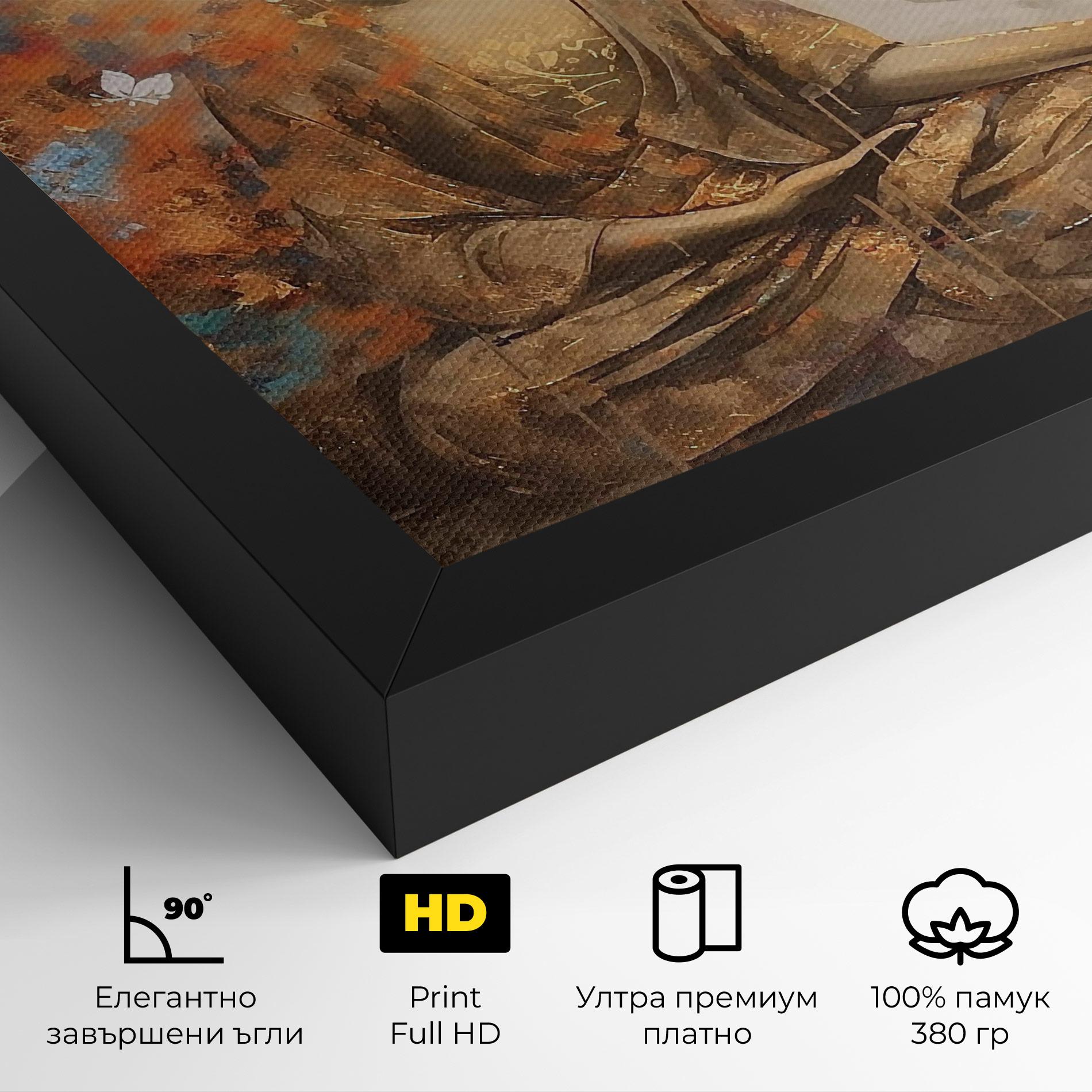 Картина на платно Buddha Cream Blue mockup 4