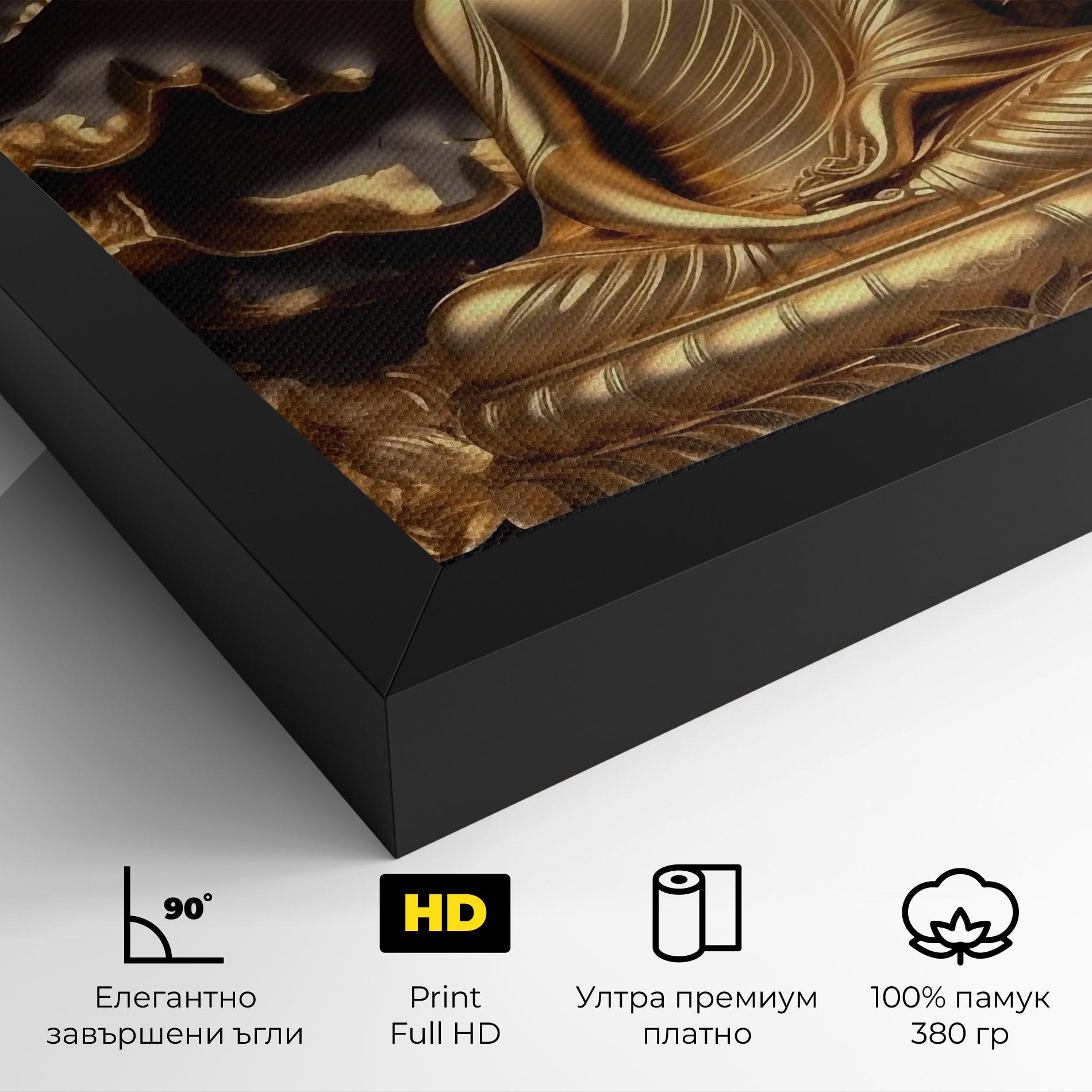 Картина на платно Gold 3d Buddha mockup 4