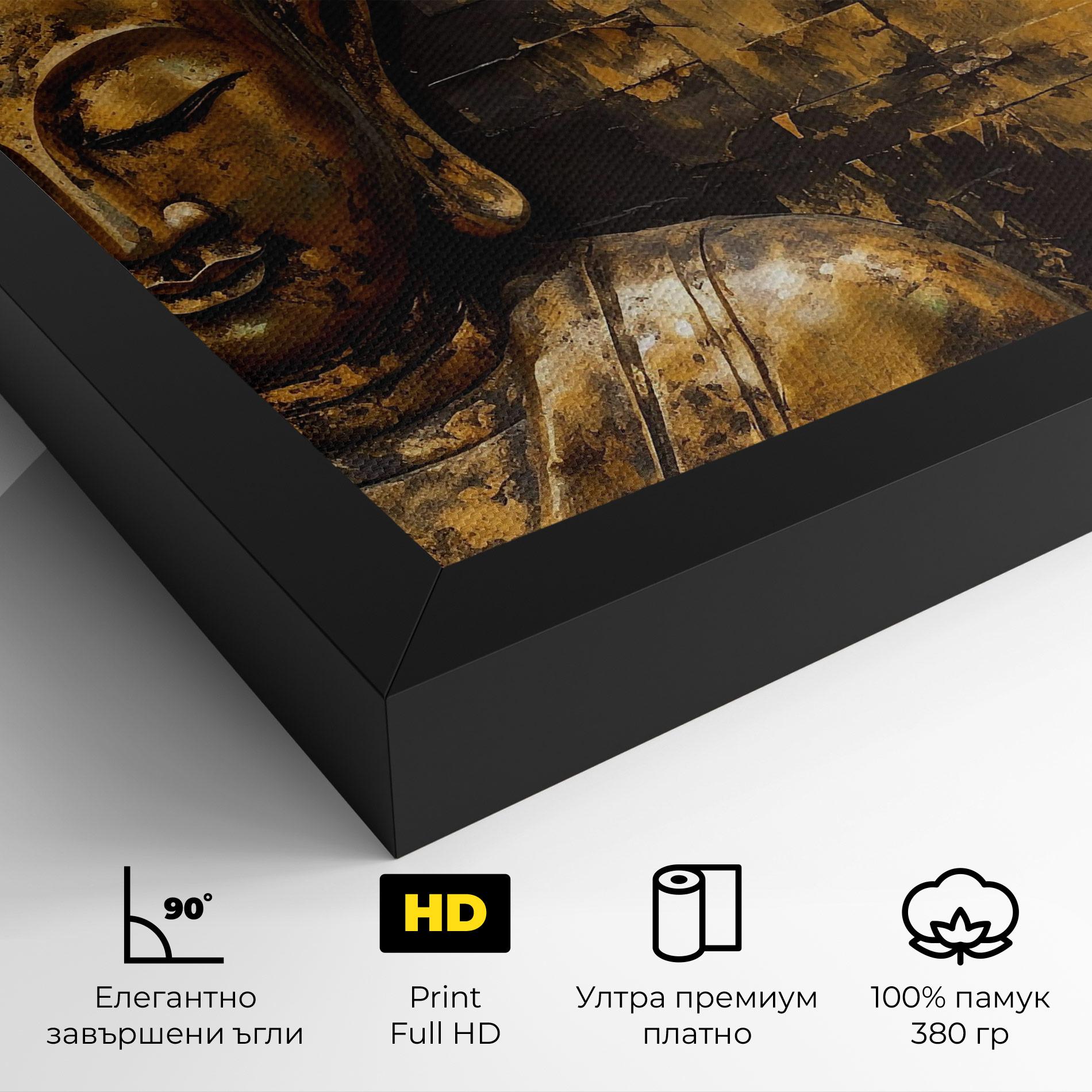 Картина на платно Gold Paint Buddha mockup 4