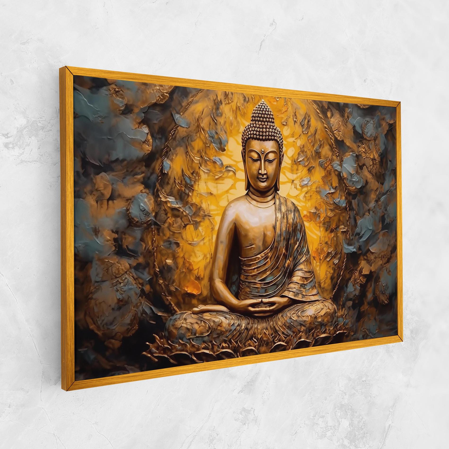 Картина на платно Gold Grey Buddha mockup 1