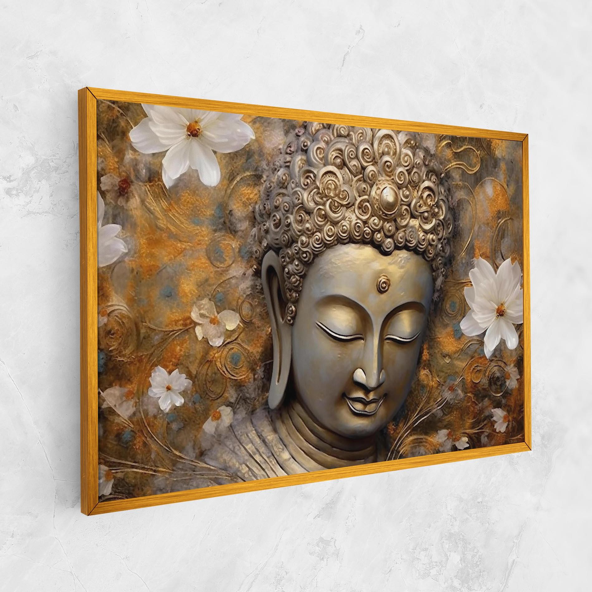 Картина на платно White Flower Buddha Art mockup 1