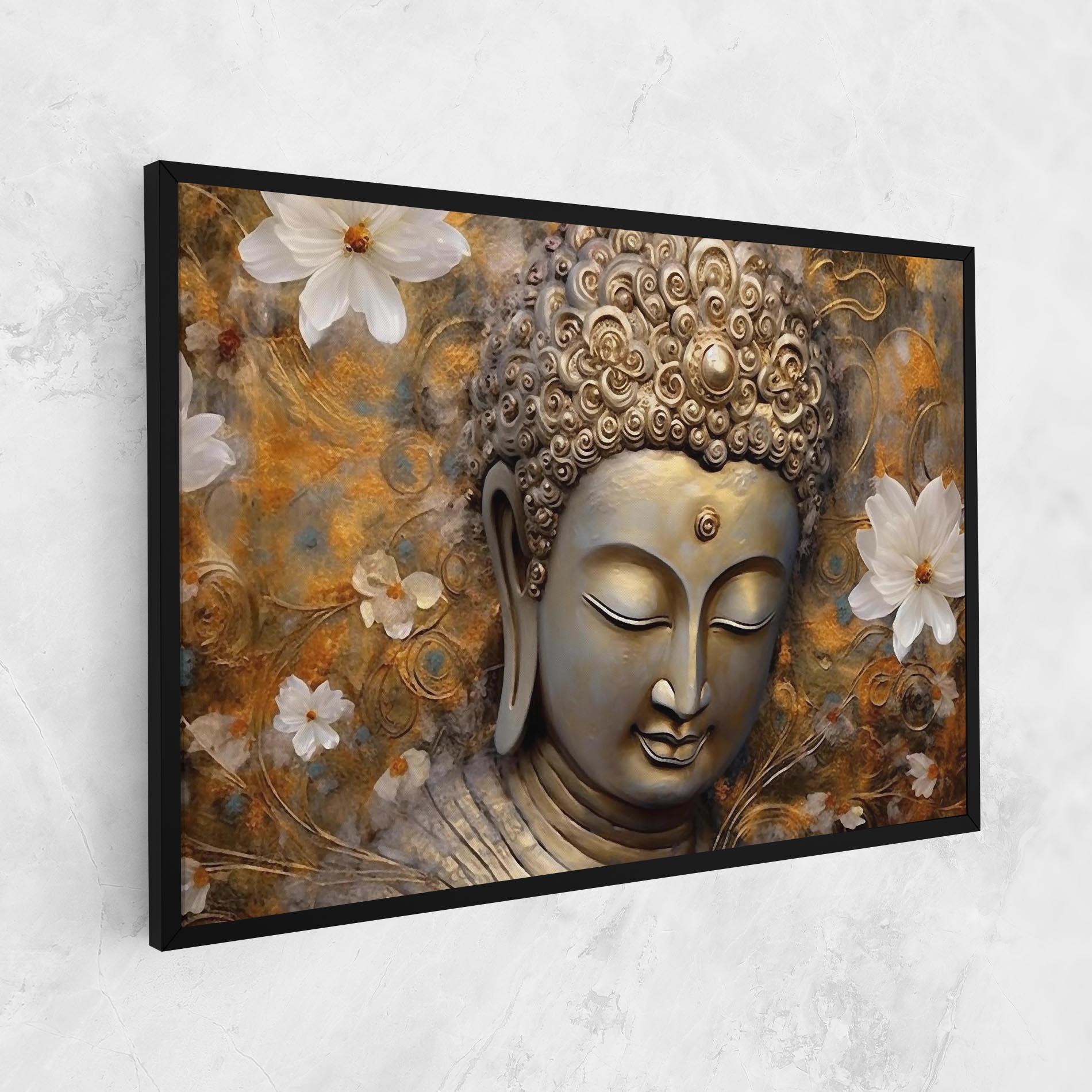 Картина на платно White Flower Buddha Art mockup 1