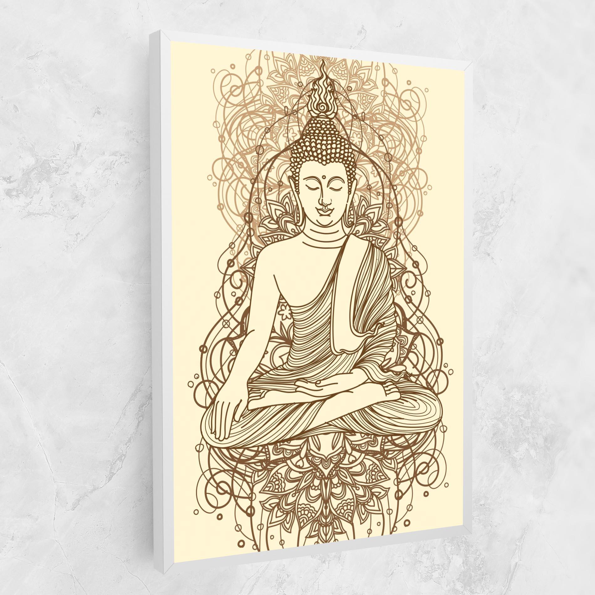 Картина на платно Brown Line Buddha mockup 1