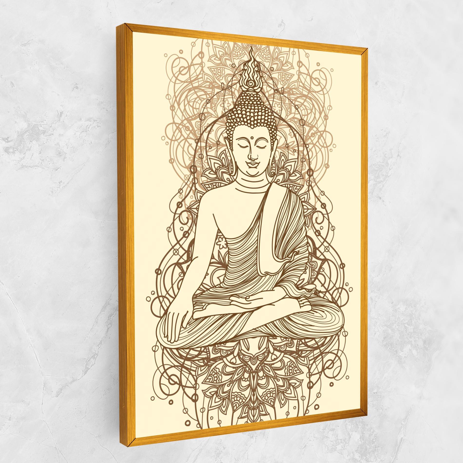 Картина на платно Brown Line Buddha mockup 1