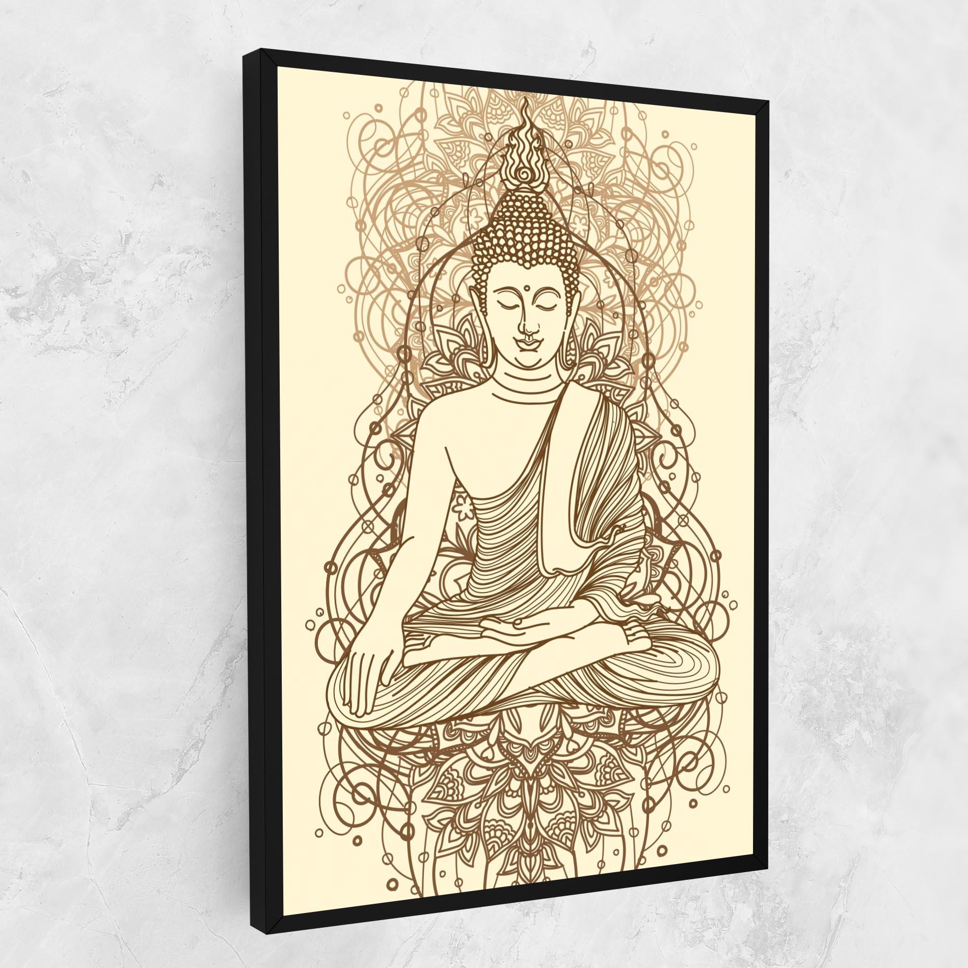 Картина на платно Brown Line Buddha mockup 1